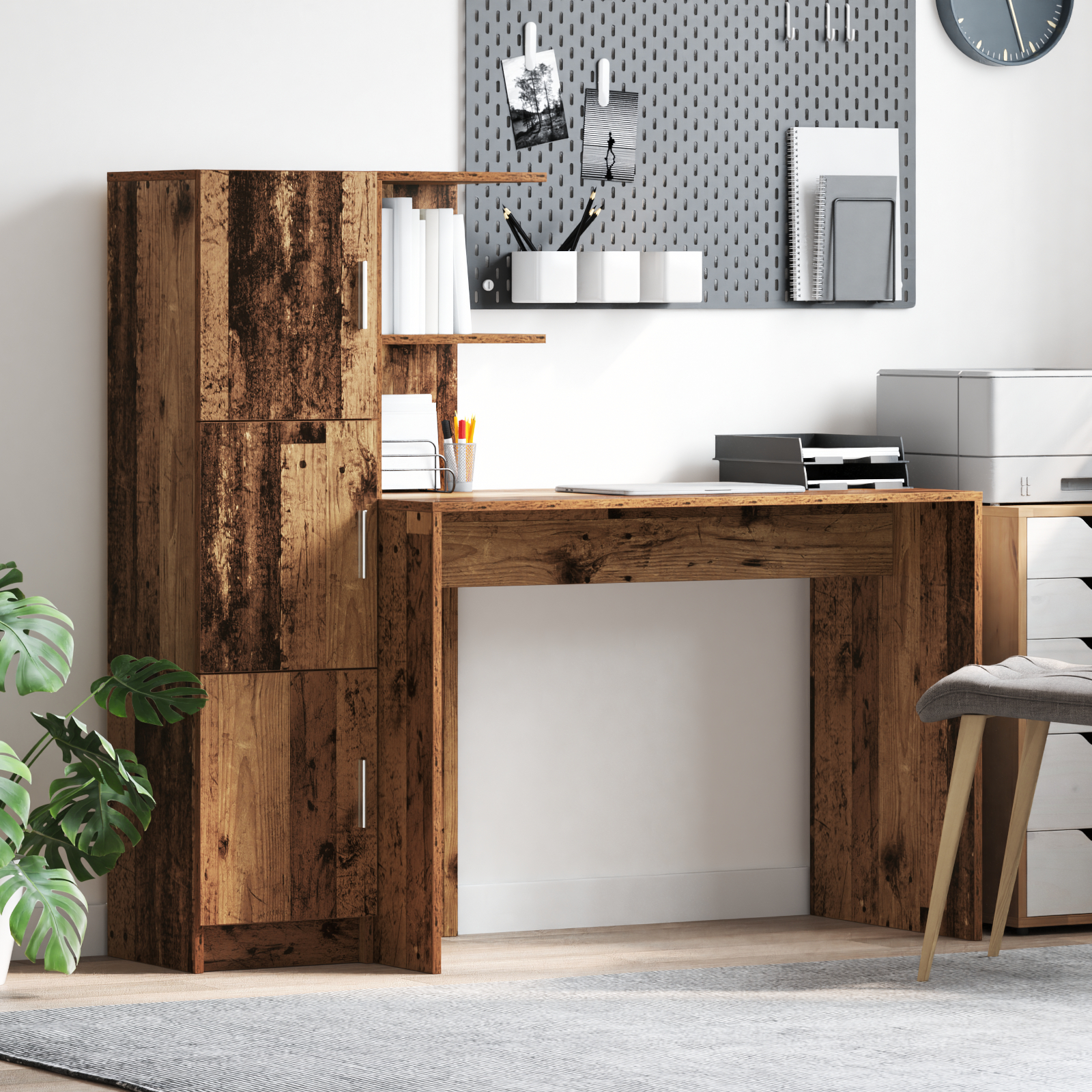 Schreibtisch mit Stauraum Altes Holz Ingenieurholz