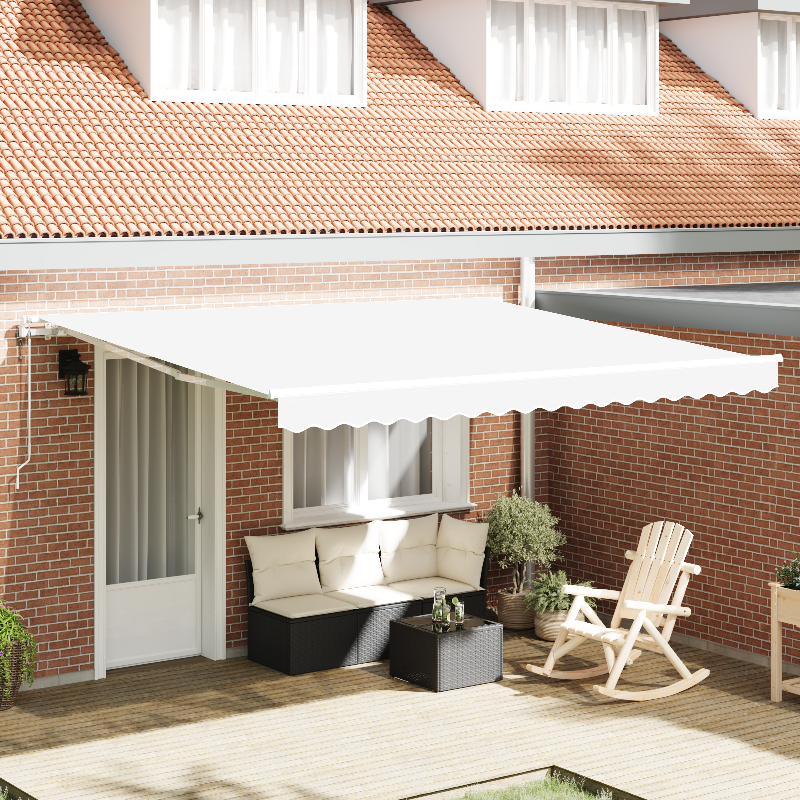 vidaXL Avtomatska retraktibilna tenda bela 400x350 cm, vidaXL Tenda nadomestno blago za okvir 4x3.5 m bela