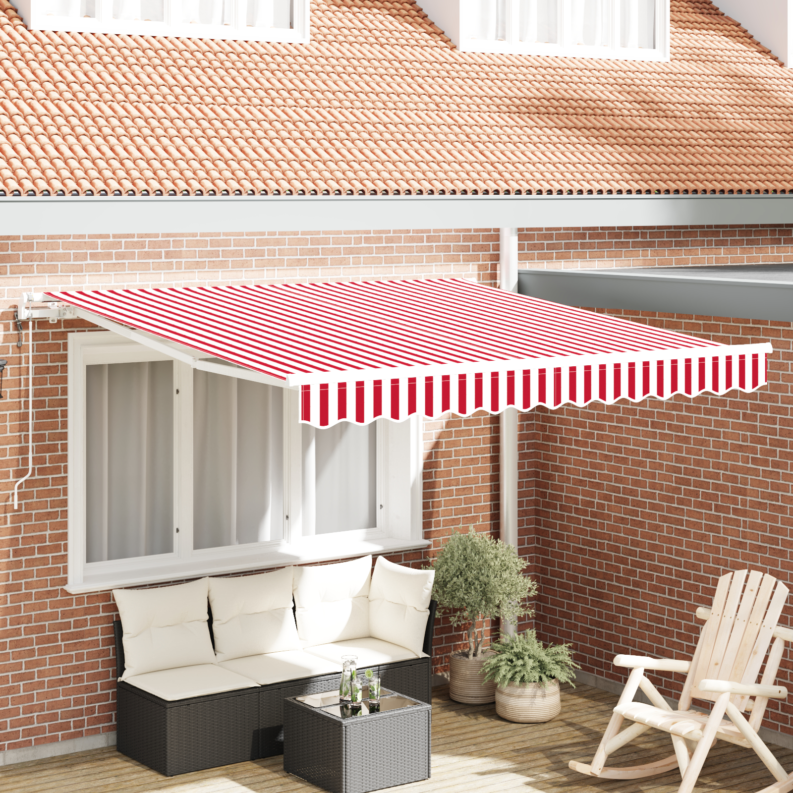Automatska uvlačiva tenda crvena i bijela 300x250 cm