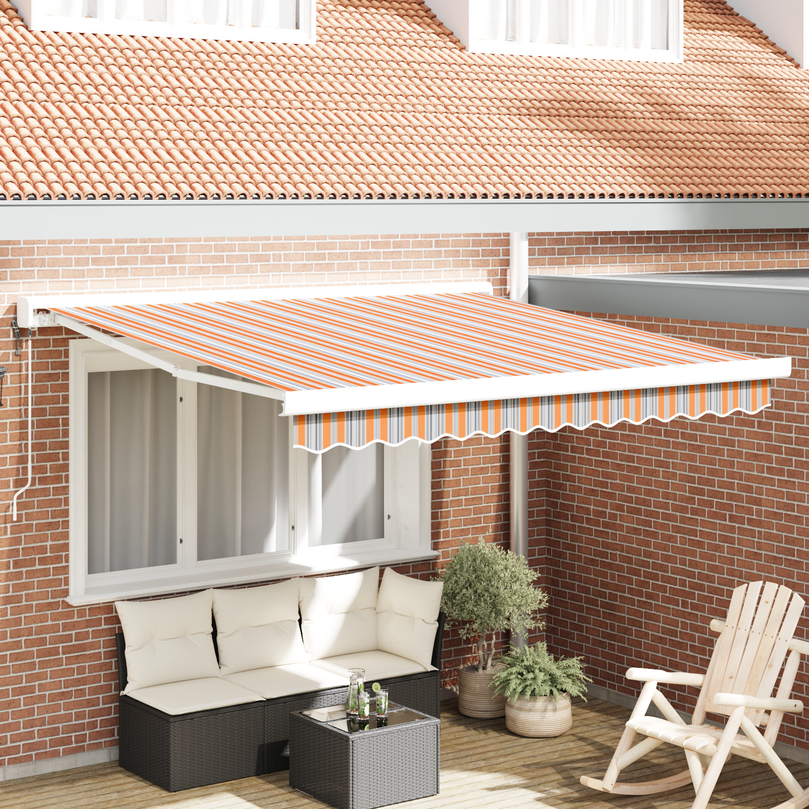 Automatisk Udtækkelig Markise Multifarvet Stribe 350x250 cm