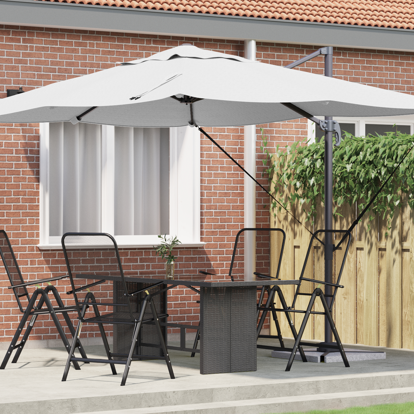 vidaXL Großer Freischwingender Schirm Sand Polyester Groß Kippbar