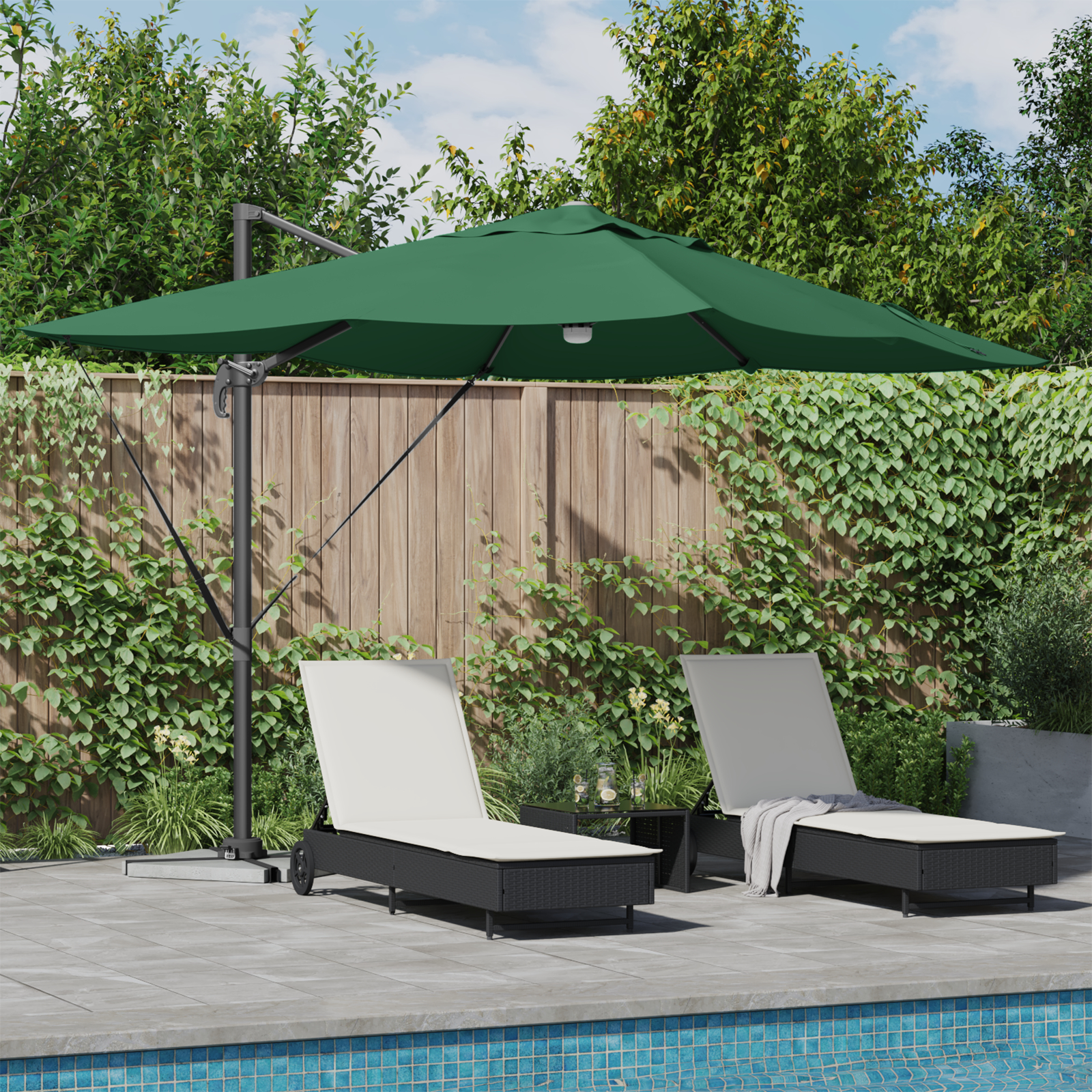 vidaXL Großer Grüner Freischwingender Sonnenschirm Grün Polyester, Metall