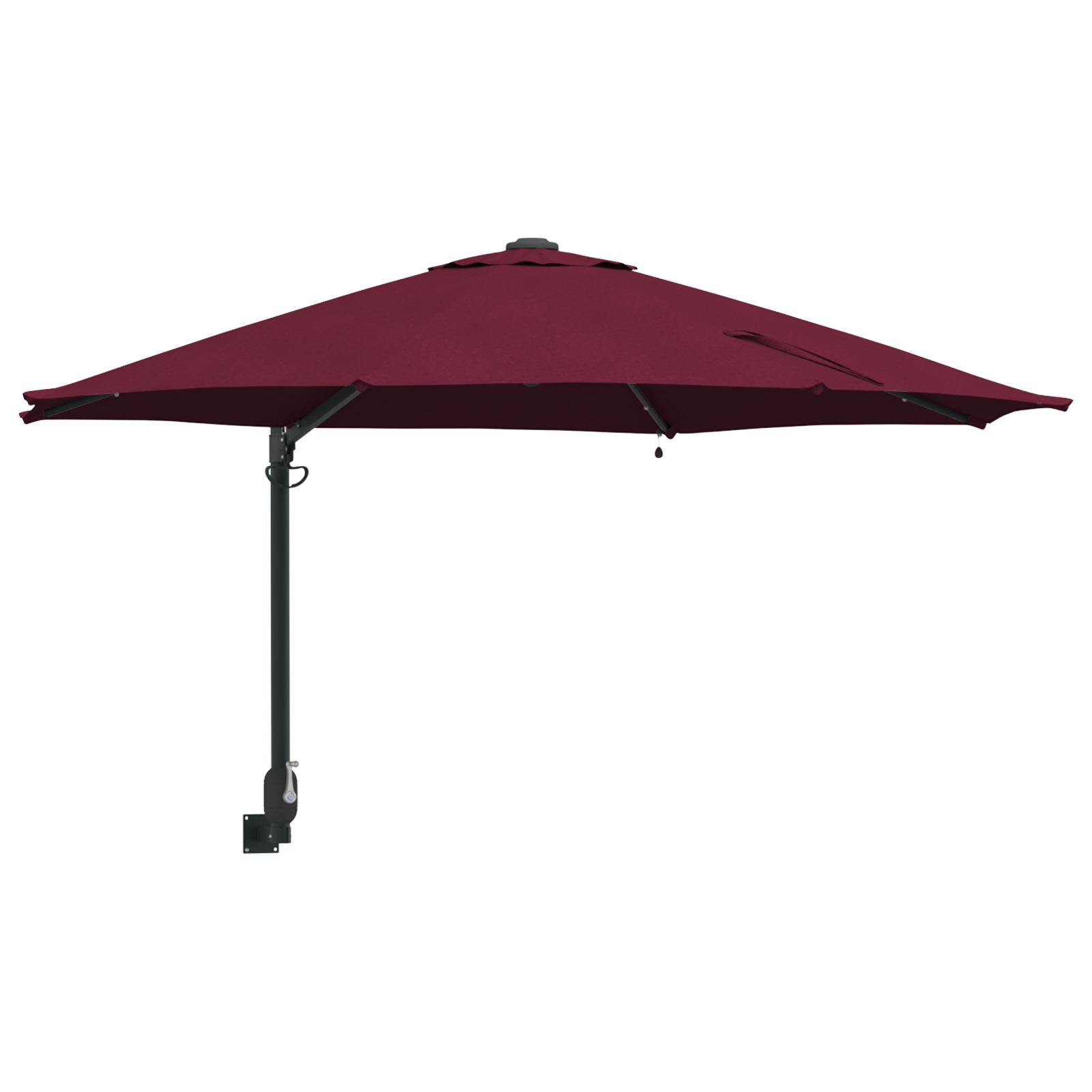vidaXL Wandgemonteerde Tuinparasol met LEDs Bordeaux Rood 248 cm - Afbeelding 2