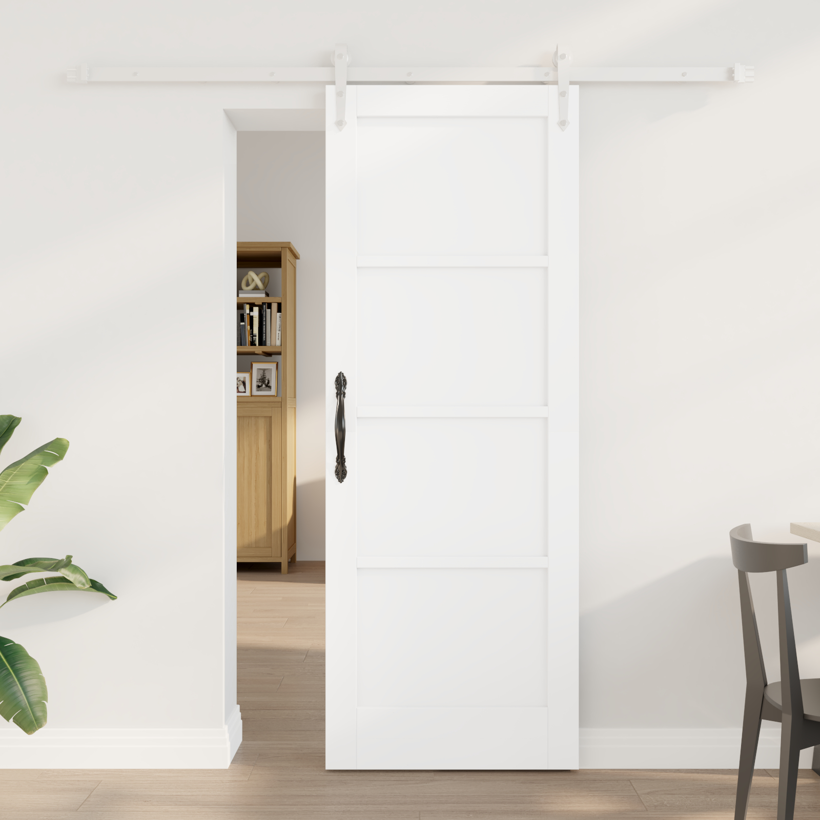 Klizna Vrata sa Setom Opreme Bijela 73.5x198.5 cm Puno Drvo Bor, vidaXL Unutarnja Vrata "ORKDAL" Bijela 73.5x198.5x4 cm Puno Drvo Bor