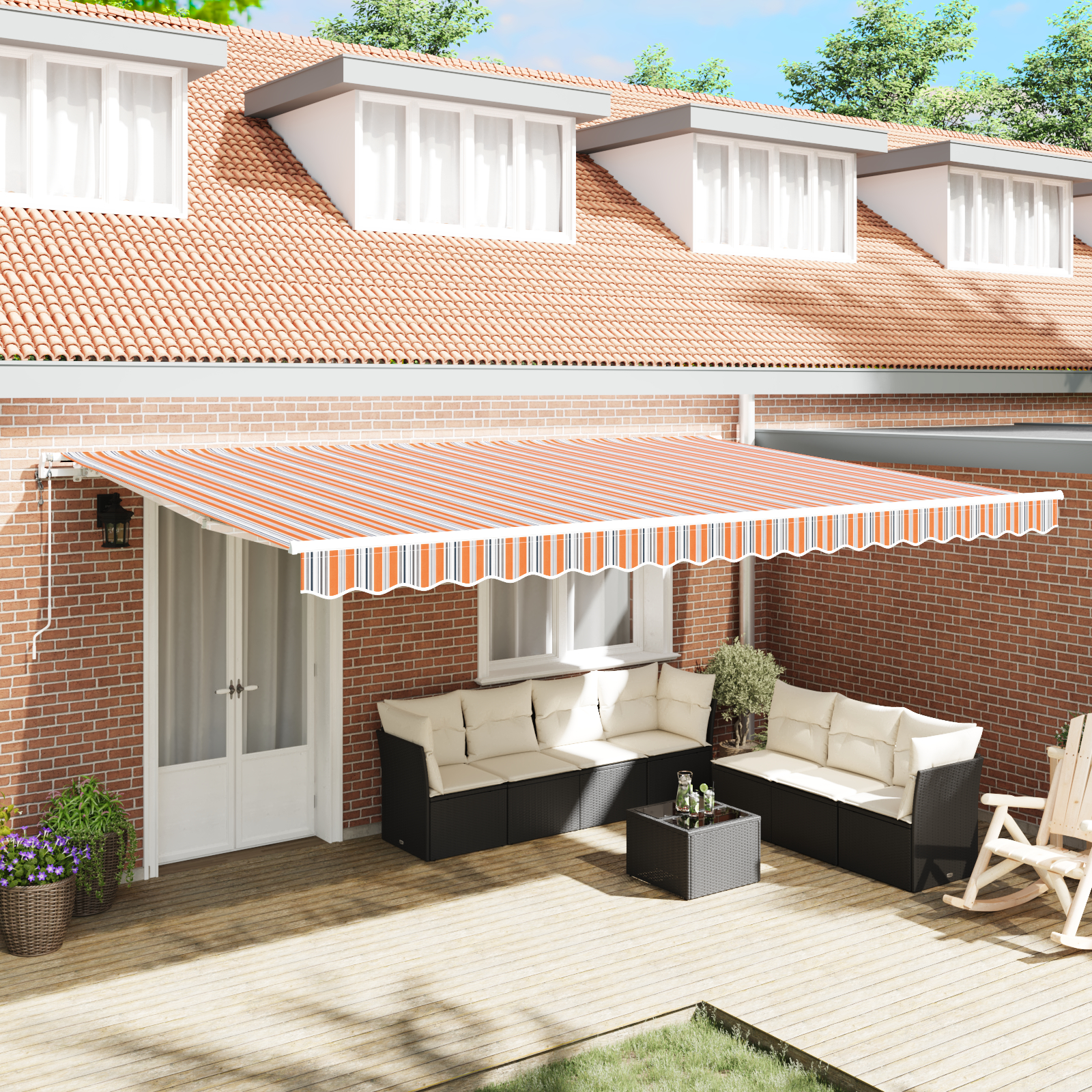 Automatisk Udtækkelig Markise Multifarvet Stripe 500x350 cm