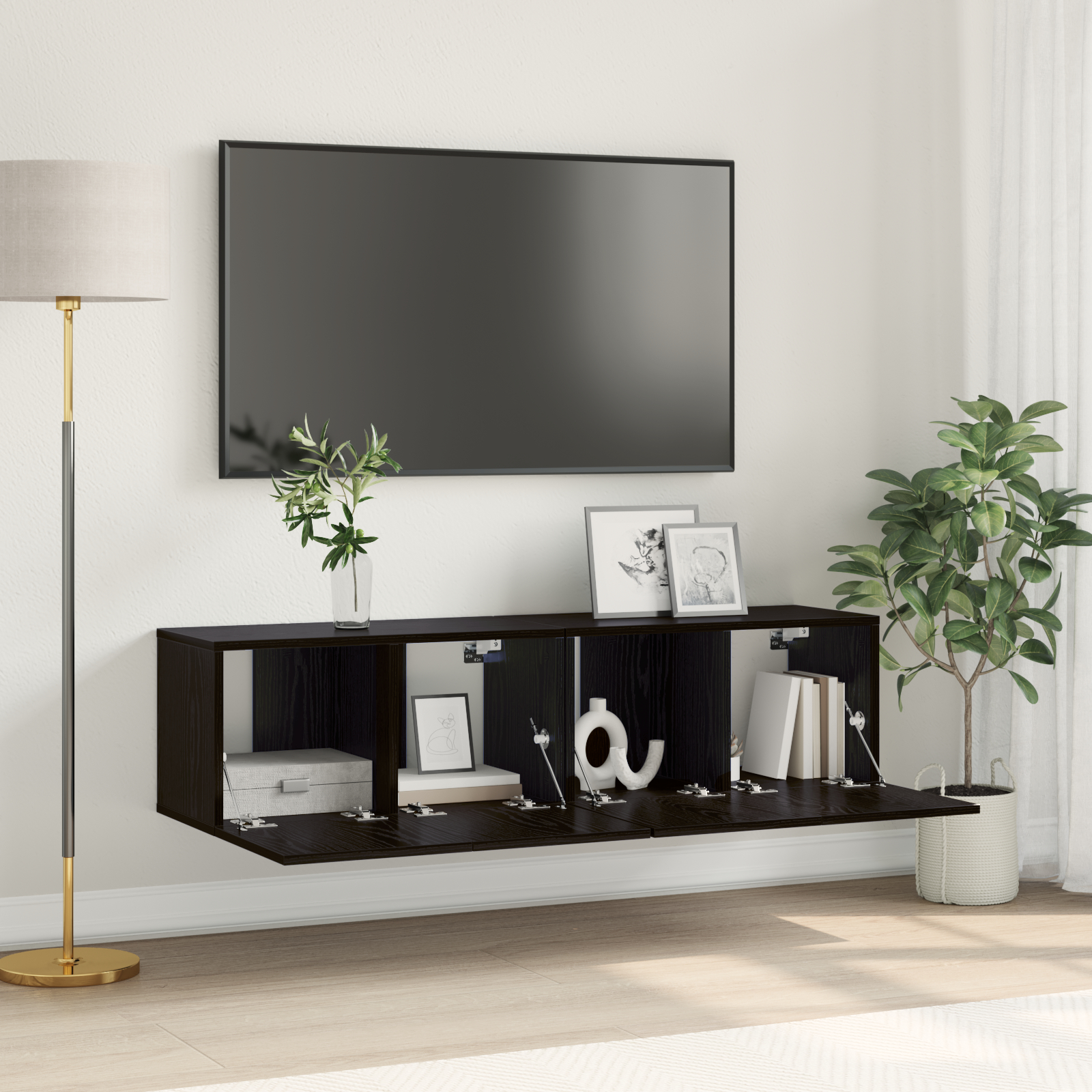 vidaXL TV-Schränkeset Schwarze Eiche Holzwerkstoff Klein TV-Schrank