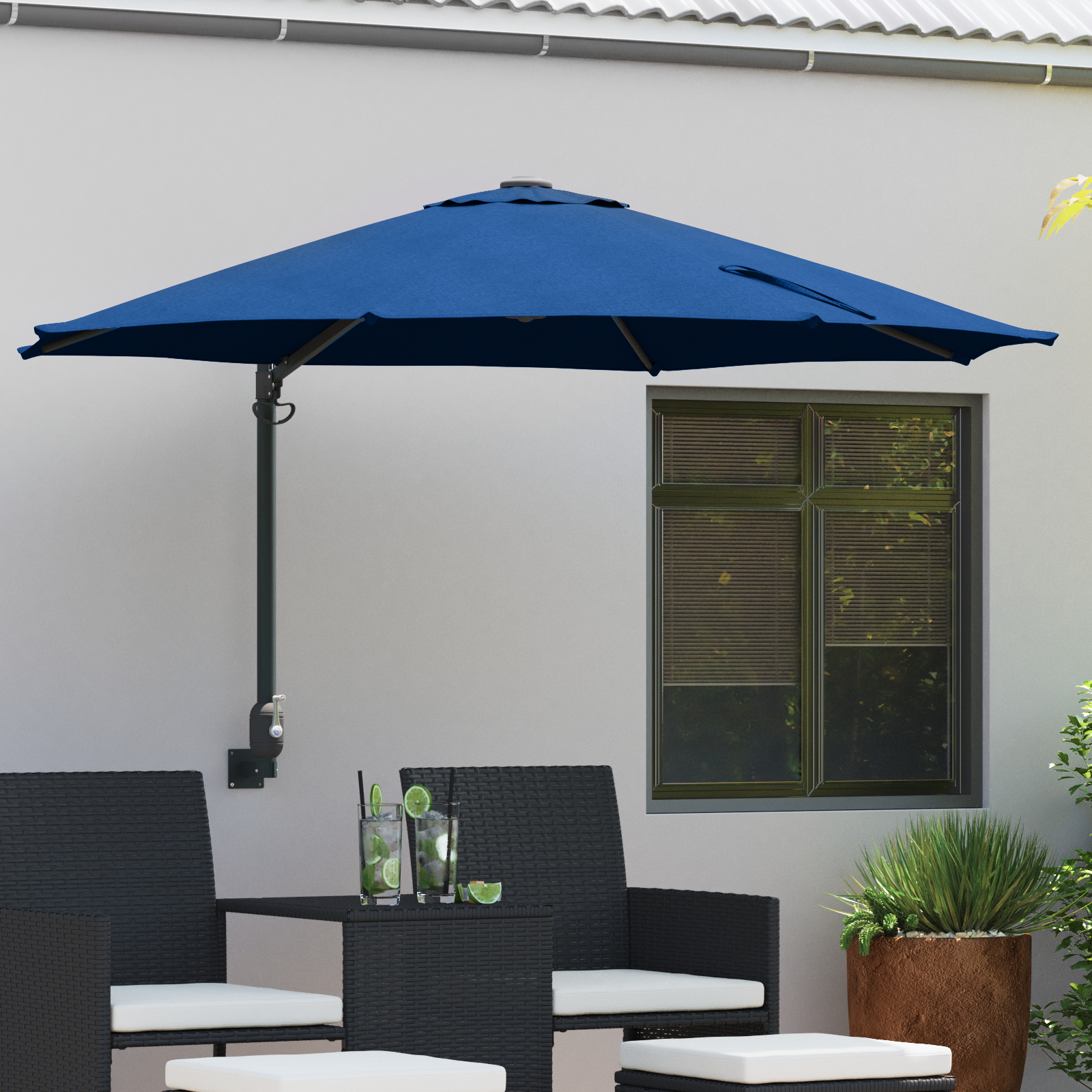vidaXL Gartenmarktelle Azurblau Polyester Groß Neigbar Gartenmarktelle