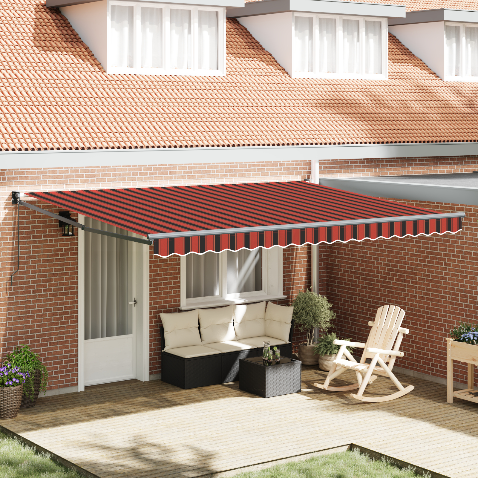 vidaXL Manuelle Einziehbare Markise Orange und Braun 450x300 cm
