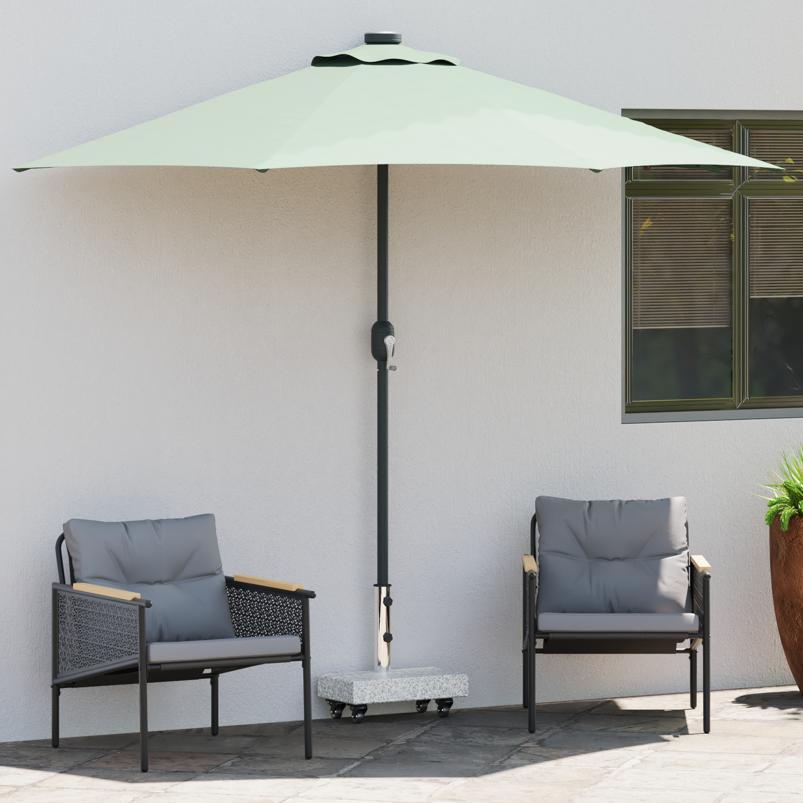 vidaXL Rollbarer Sonnenschirmständer für Ø38/48mm Pfosten Grau Granit 25 kg Rechteckig