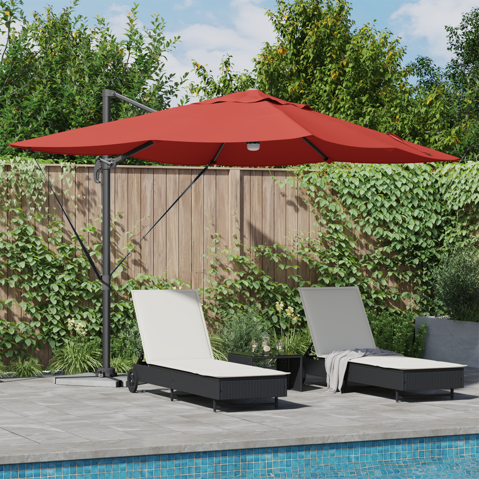 vidaXL Freischwingender Sonnenschirm Terracotta Polyester Groß
