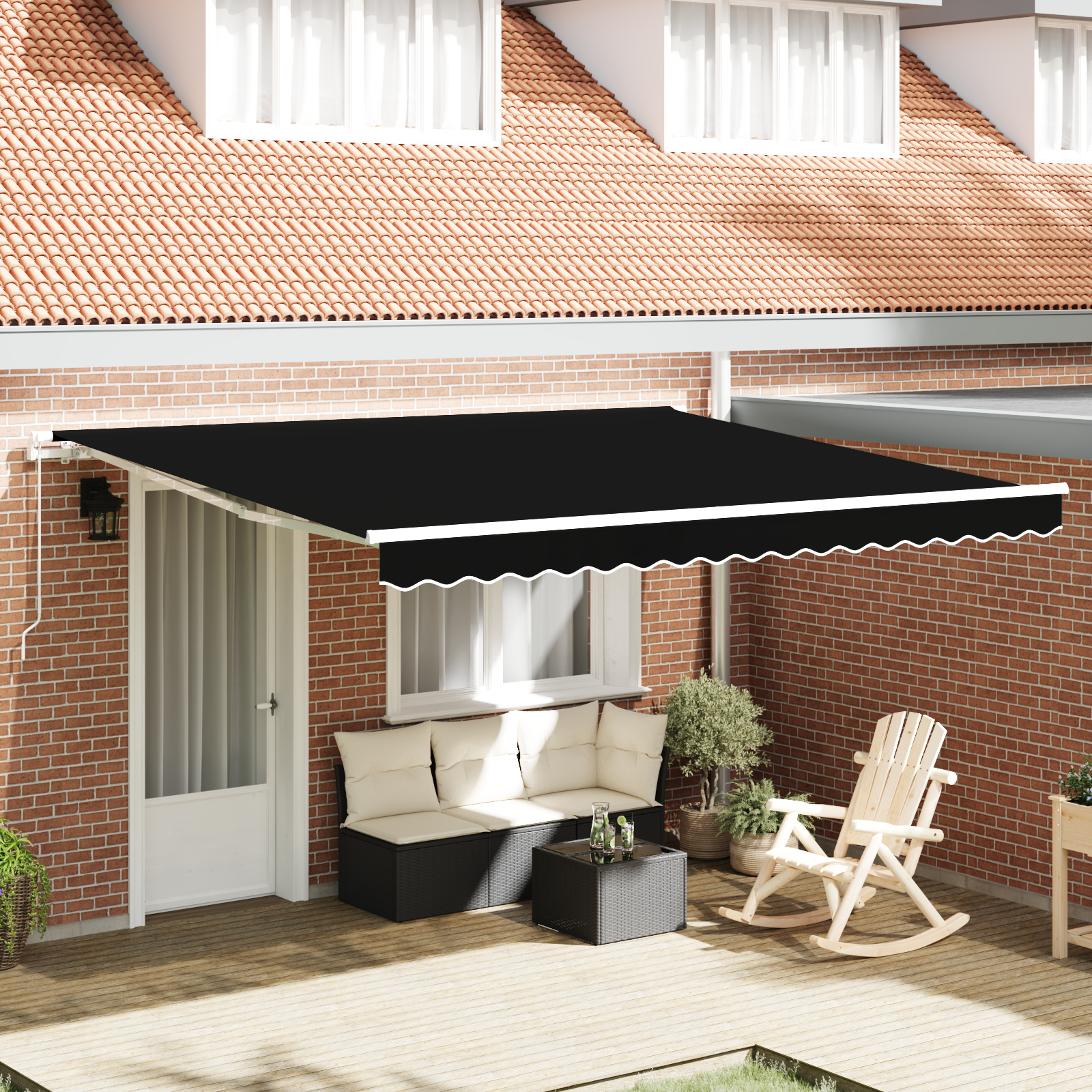vidaXL Ročna retraktibilna tenda Črna 400x350 cm, vidaXL Zamenjava tkanine za 4x3.5 m okvir Črna
