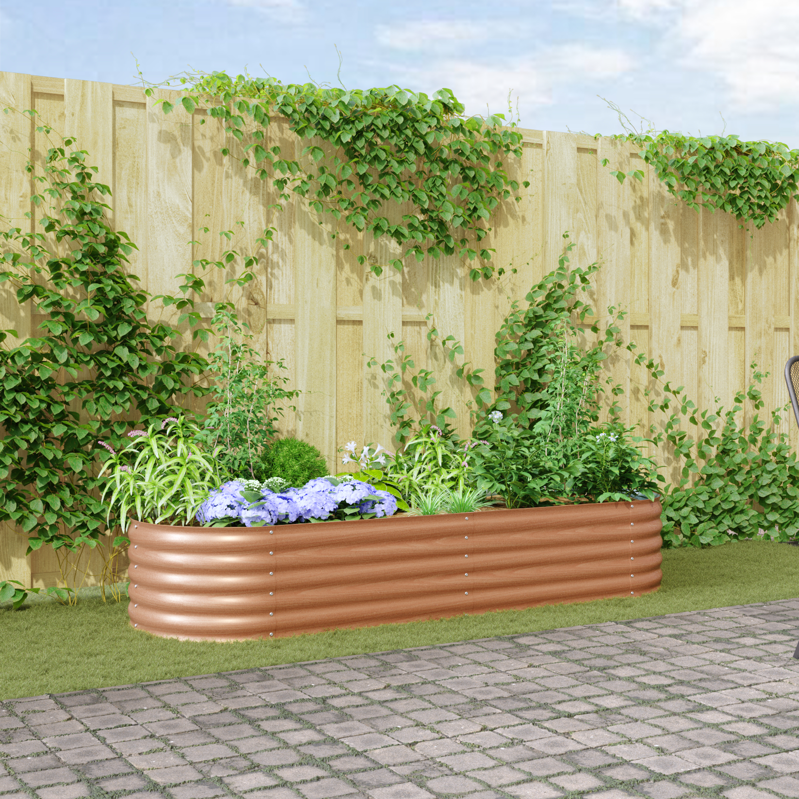 vidaXL Hochbeet Braun mit Holzlook 240x80x44 cm Stahl