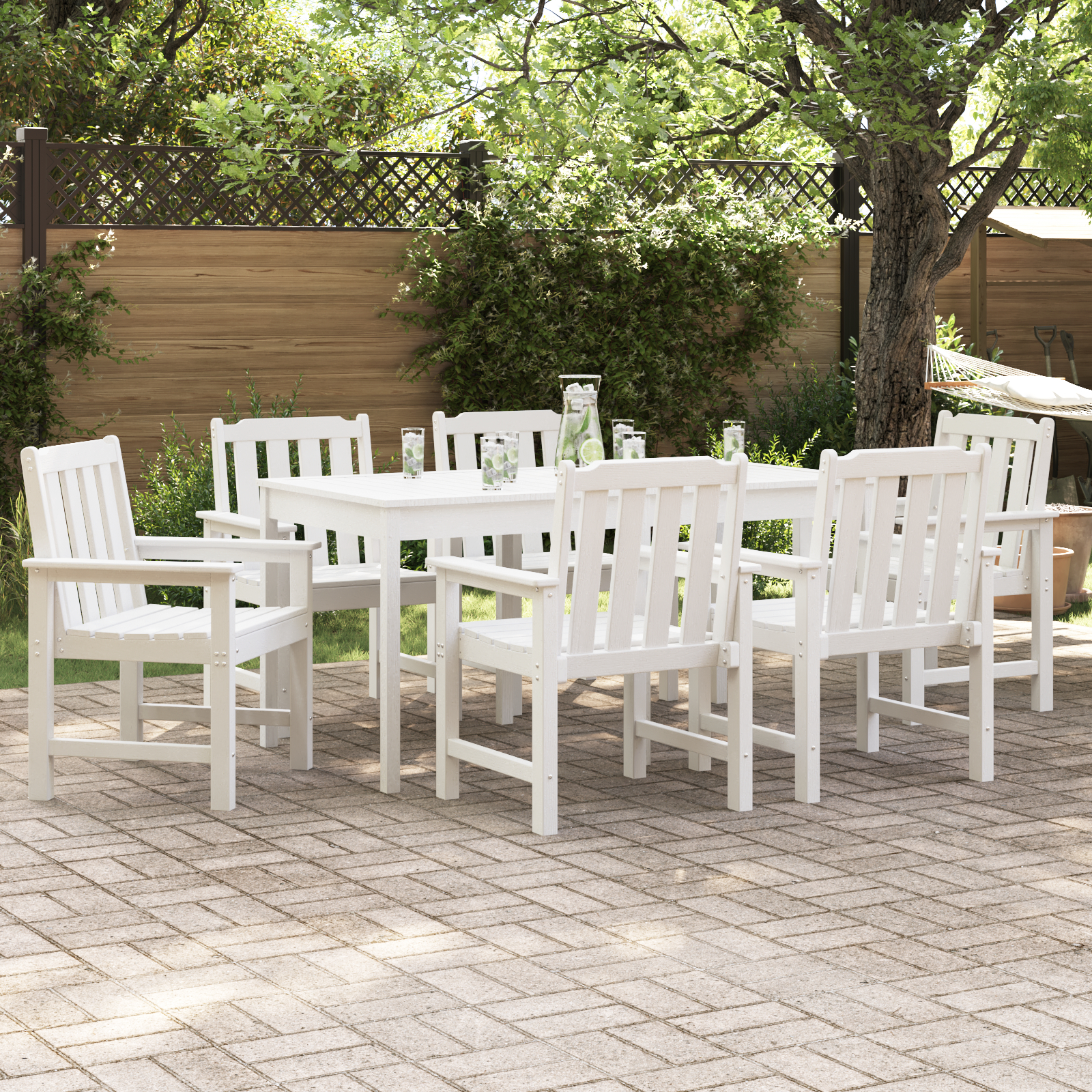 vidaXL Garten-Essstühle 6 Teile Weiß 65,5x55,5x88 cm HDPE,  Garten-Essstühle 2 Teile Weiß HDPE