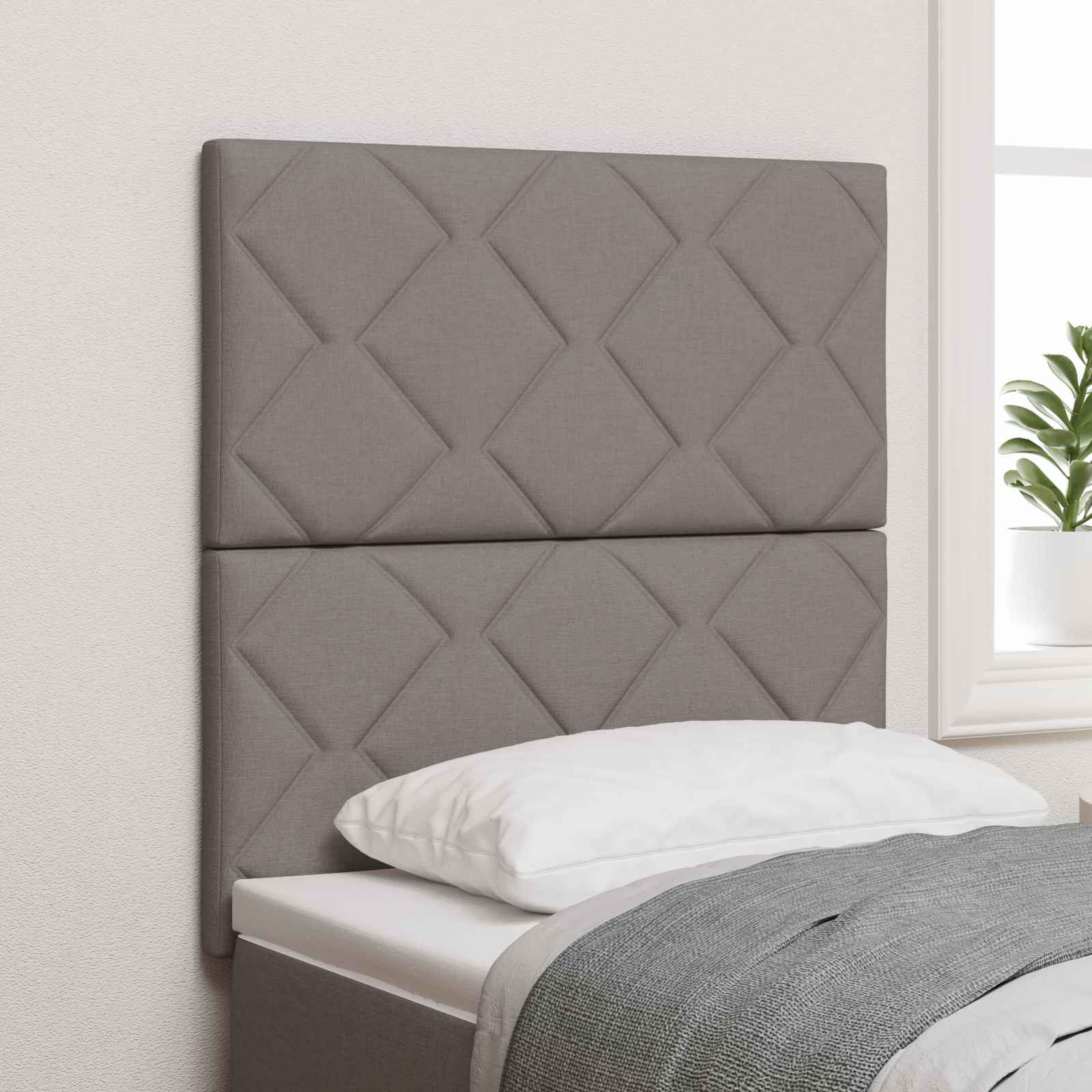 Cabeceira vidaXL Design de Blocos de Diamante Taupe 80 cm Tecido, Cabeceira vidaXL Design de Blocos de Diamante Taupe 160 cm Tecido