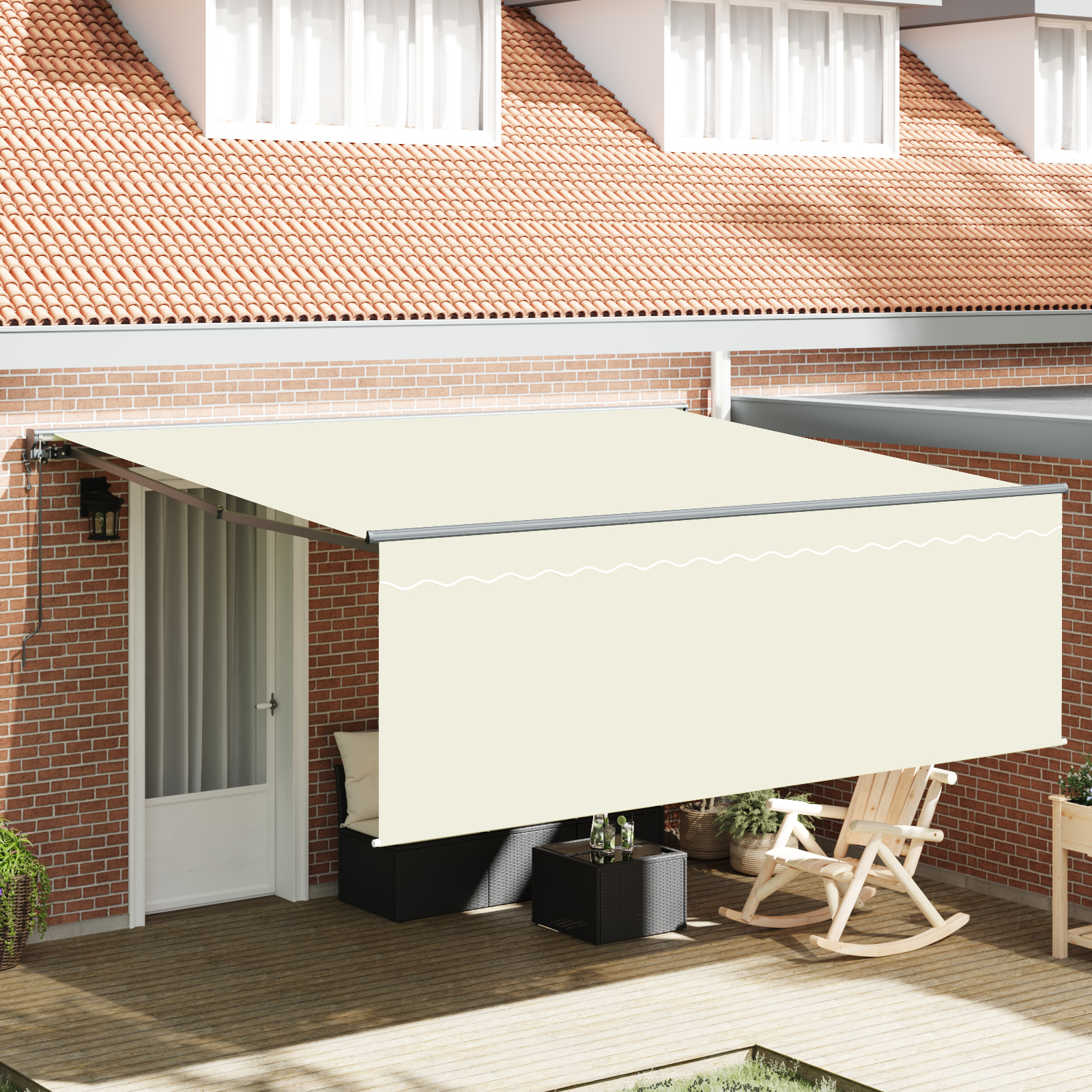 Automatisk udtrækbar markise creme 350x250 cm