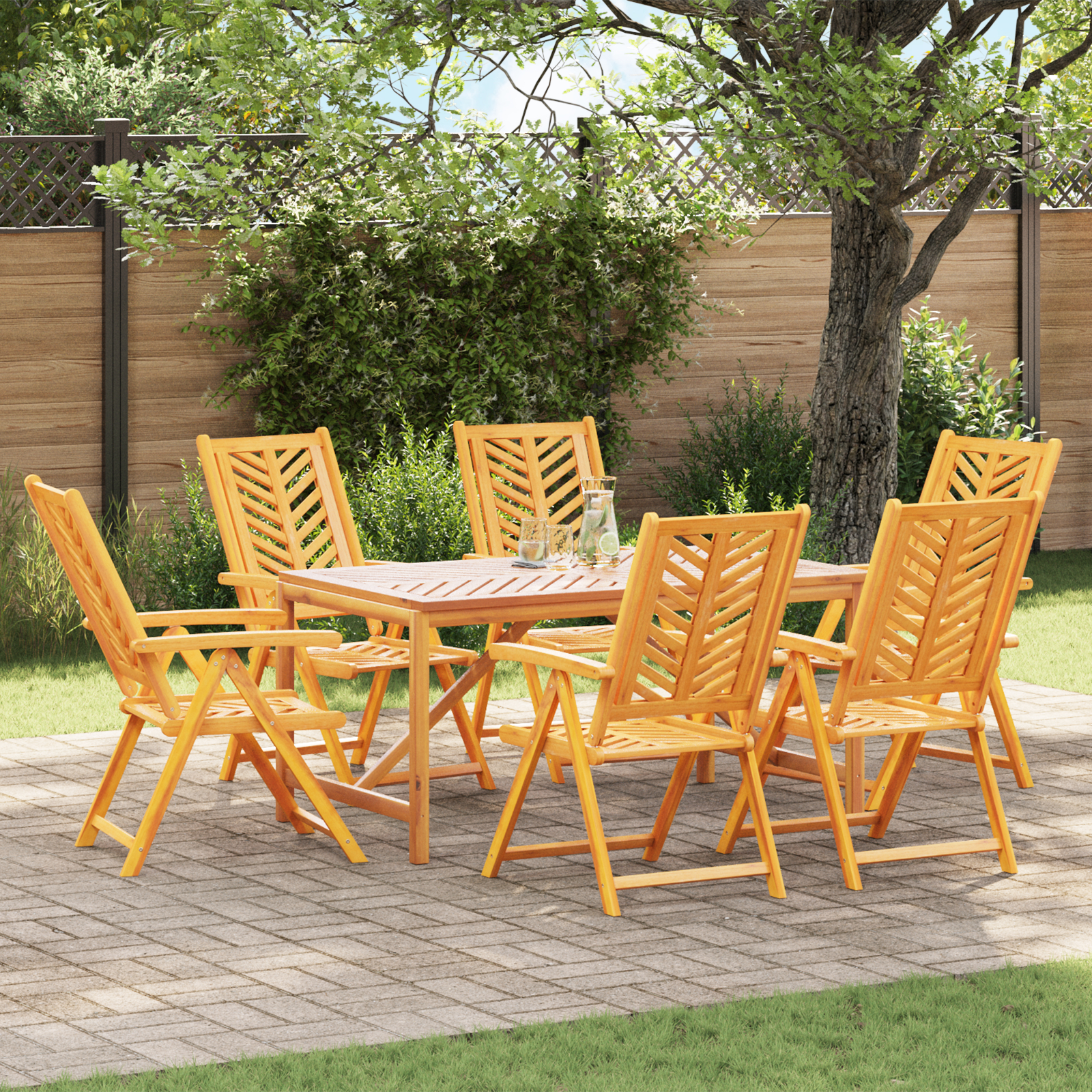 vidaXL Neigbare Gartenstühle 6 Stück aus Massivholz Akazie