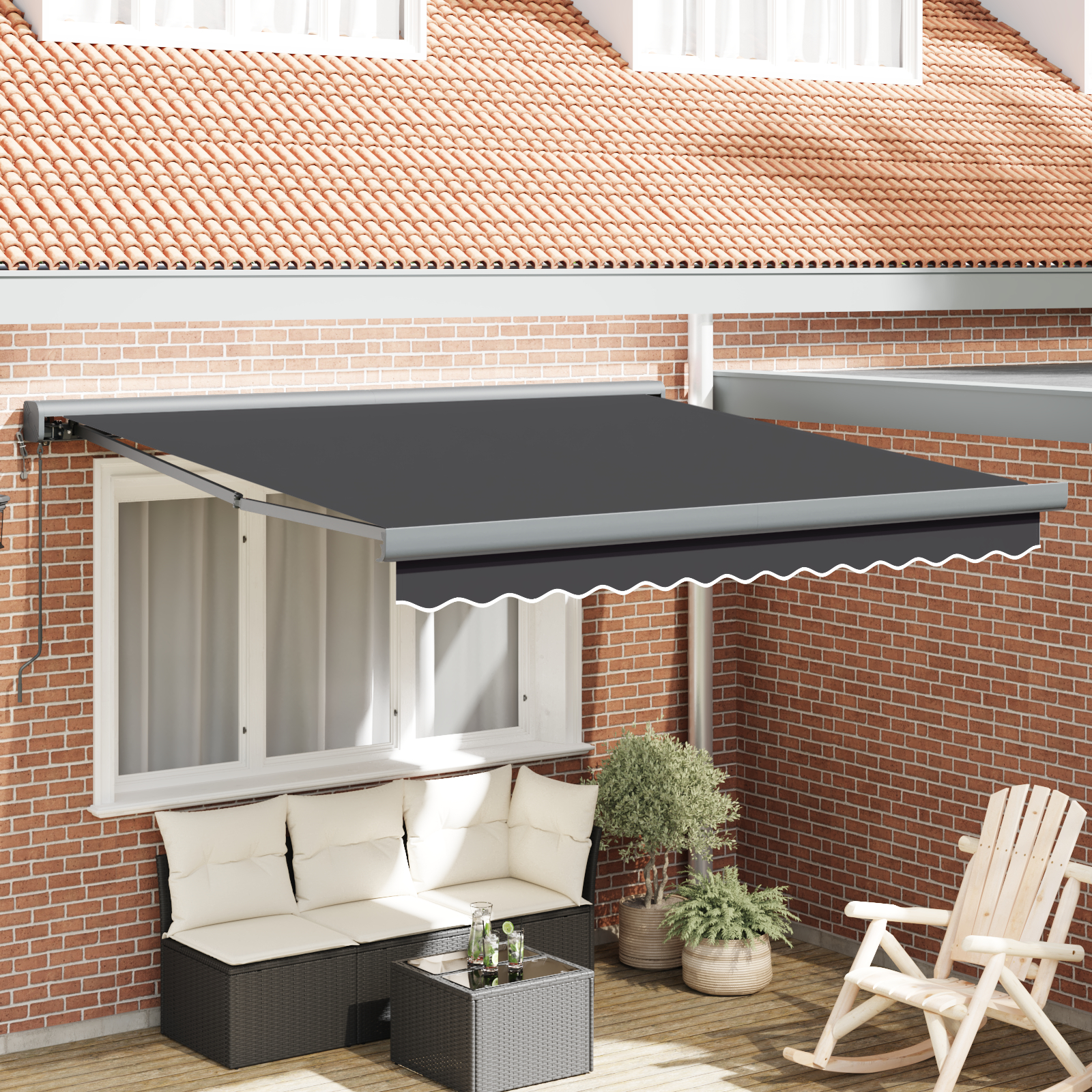 vidaXL Automatische einziehbare Markise in Anthrazit 300x250 cm