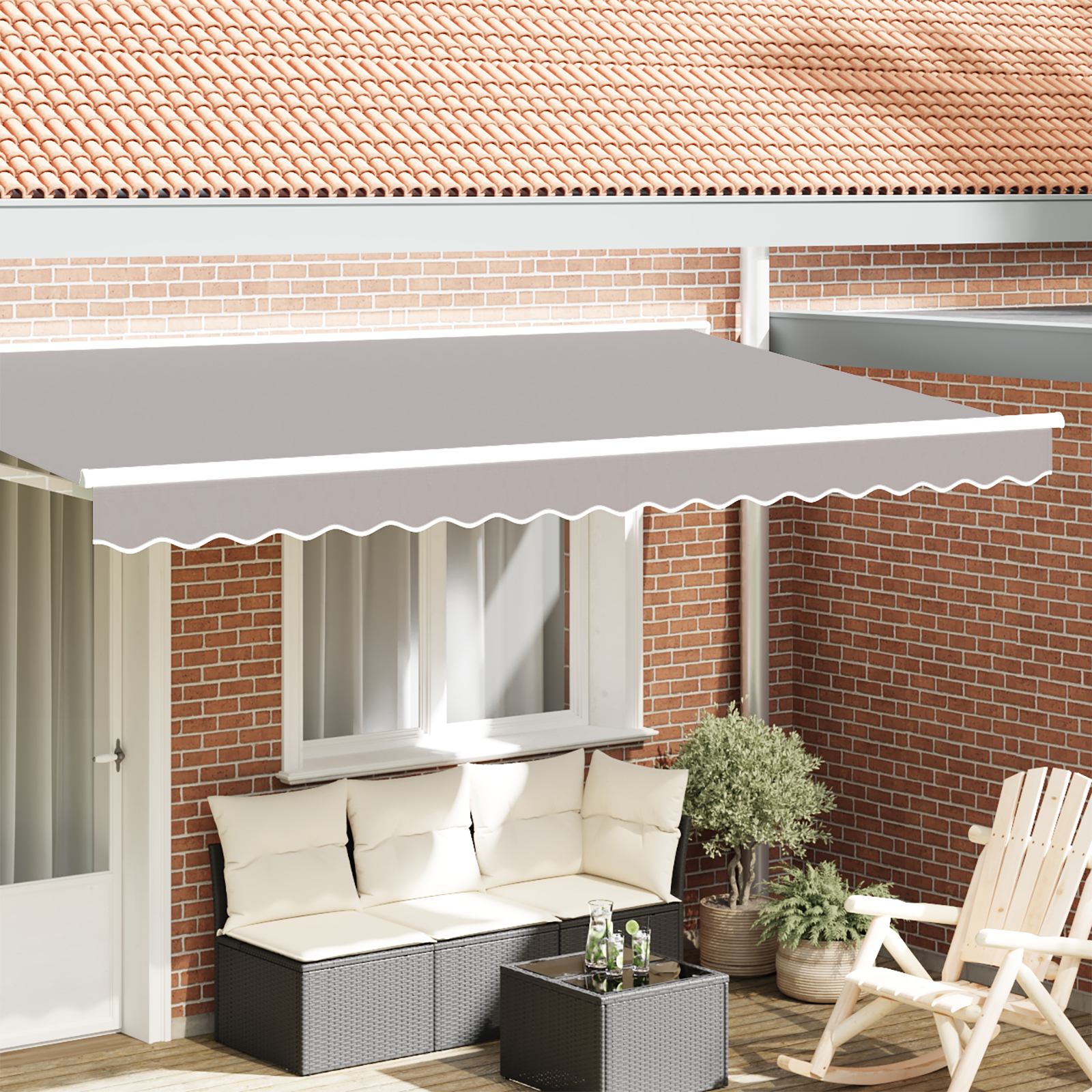 markisefals til 4 m ramme lysegrå 3.8x0.2 m