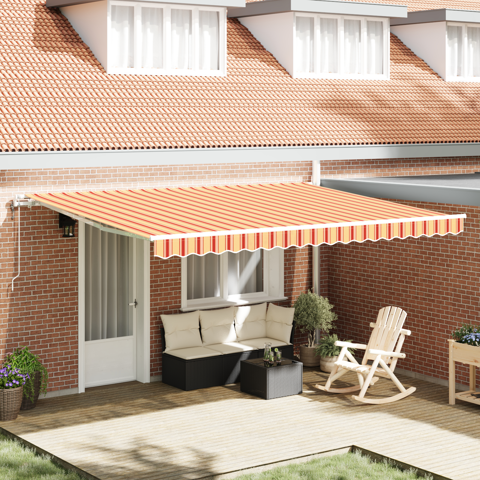 Automatisk Udtækkelig Markise Gul og Orange 450x300 cm