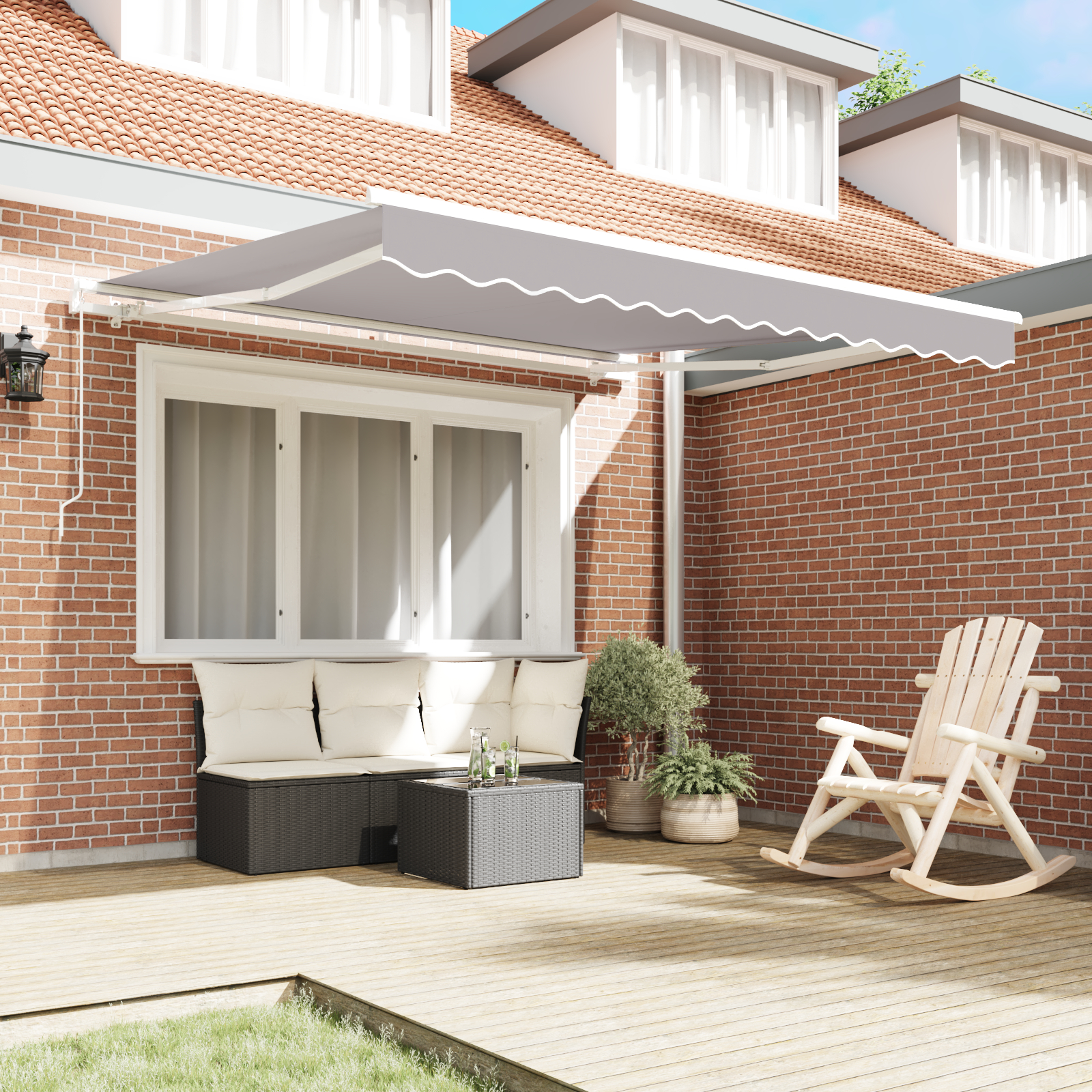 Manual Retractable Awning Light Grey 300x250 cm, vidaXL Awning Replacement Fabric for 3x2.5 m Frame Light Grey - Image 4
