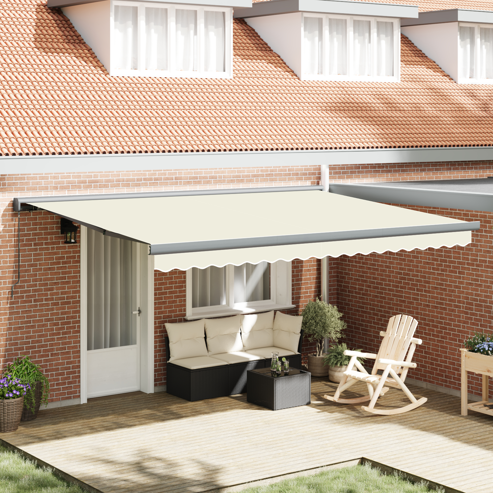 vidaXL Manuelle einziehbare Markise Creme 450x300 cm