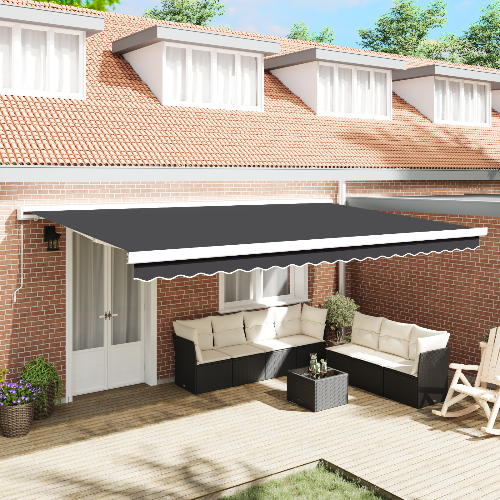 Manual Retractable Awning Anthracite 500x300 cm