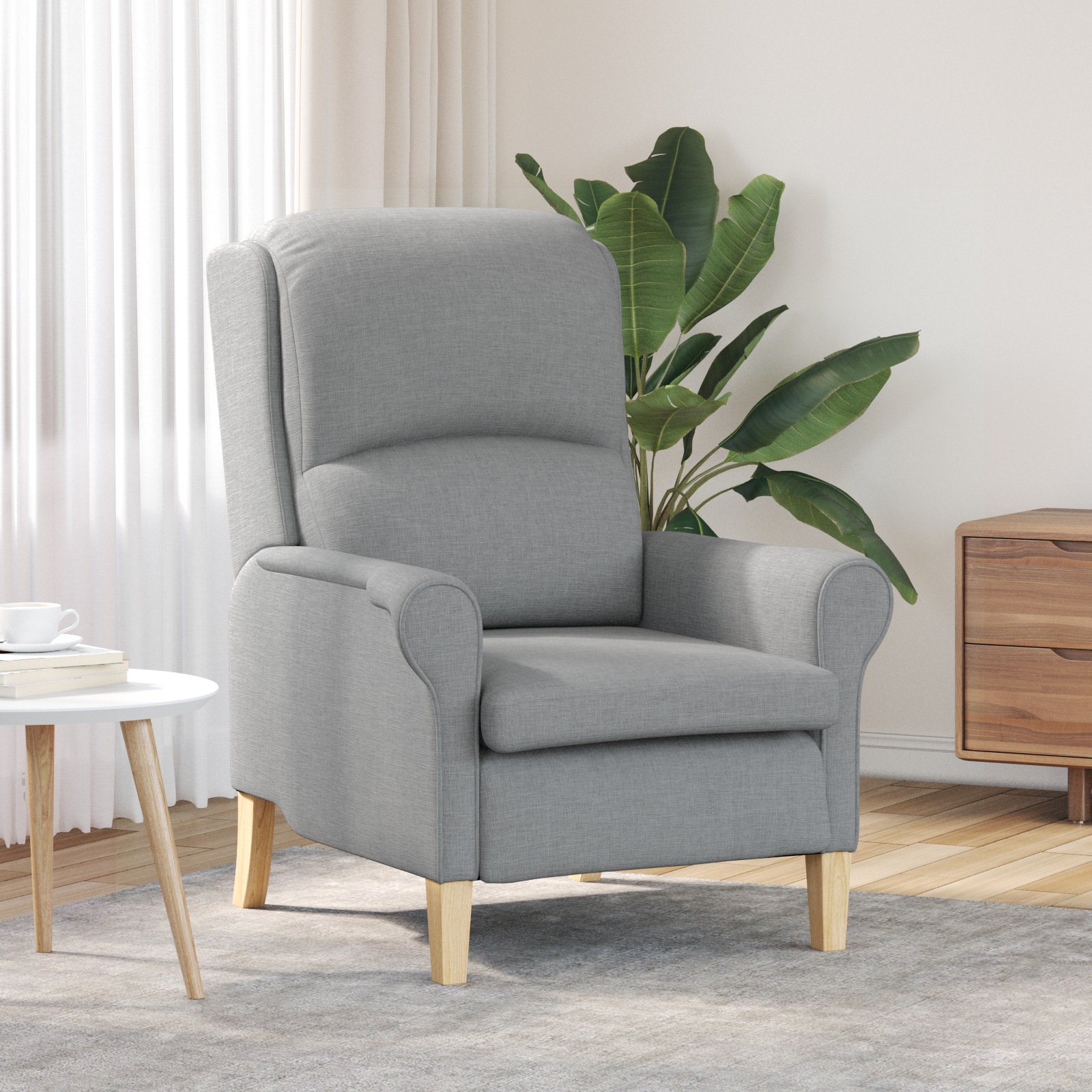 vidaXL Moderne Fauteuil Lichtgrijs Polyester stof, Hout Middelgroot