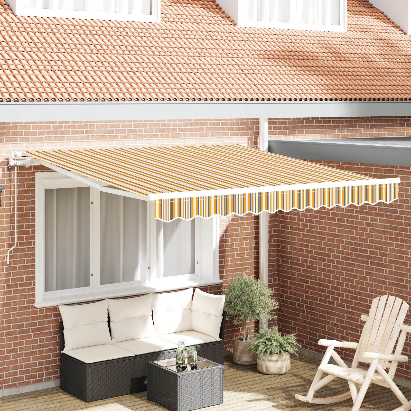Automatisk Udtækkelig Markise Multifarvet Stribe 350x250 cm