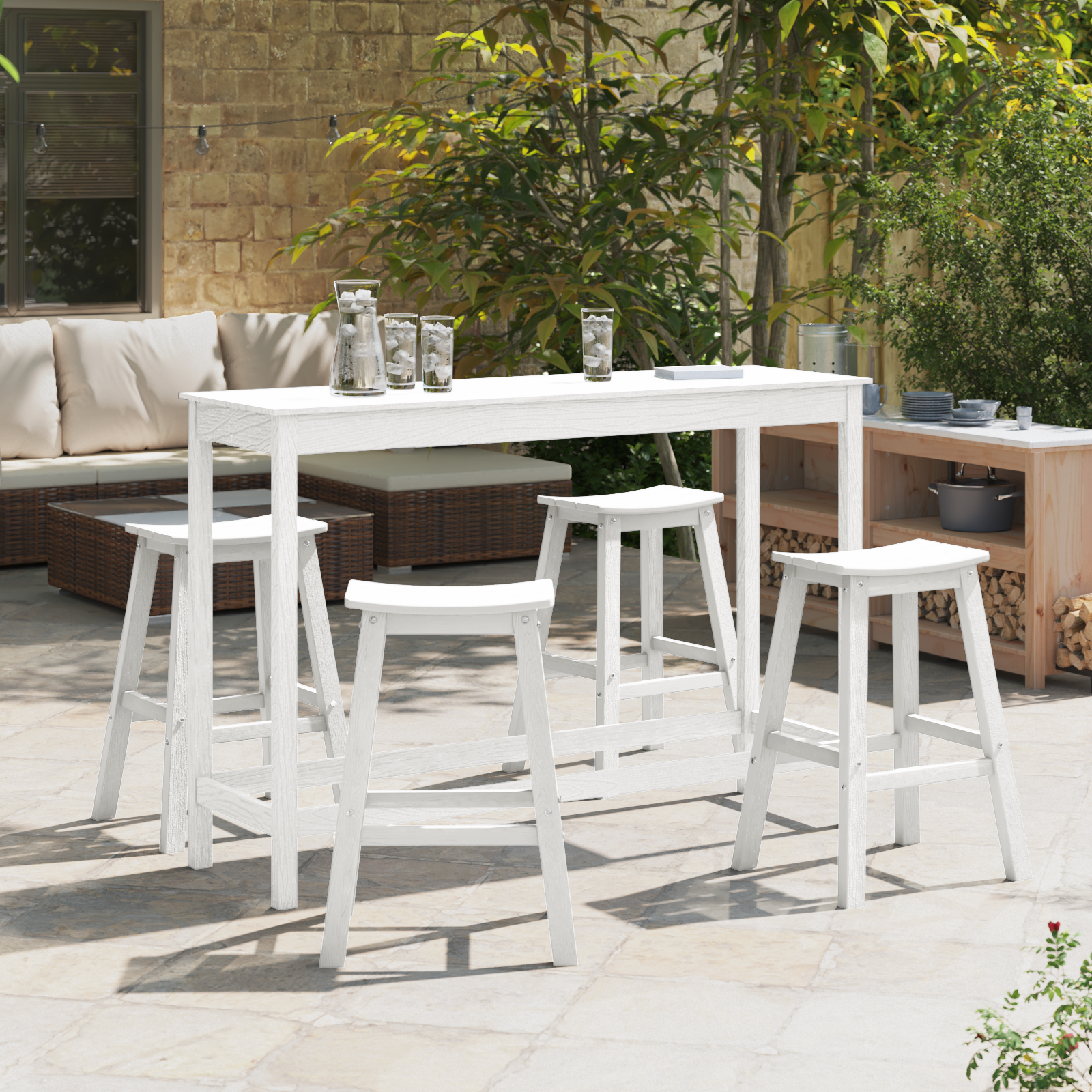 Bar Stools 6 pcs White HDPE, vidaXL Bar Stools 2 pcs White HDPE