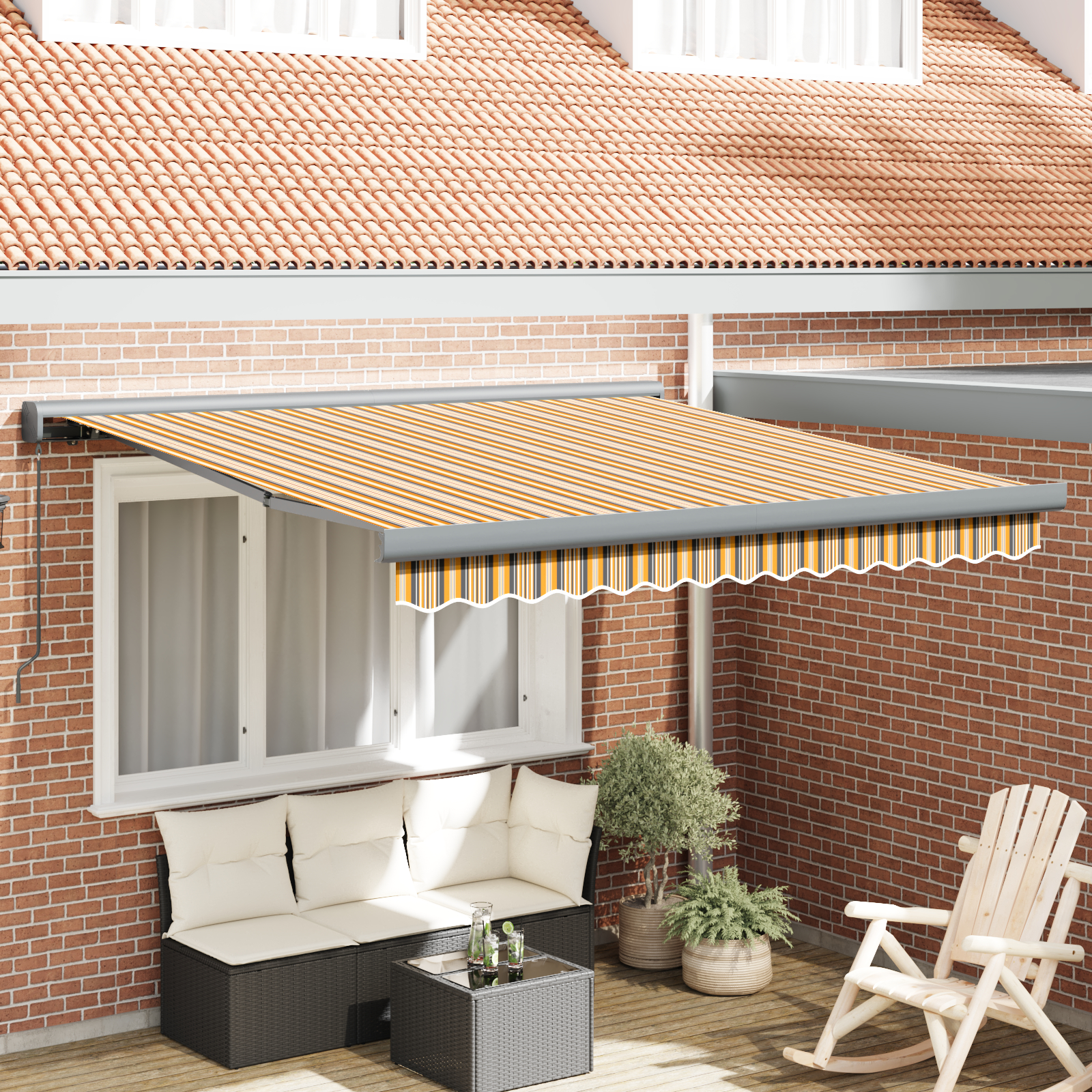 vidaXL Manuelle Einziehbare Markise Mehrfarbige Streifen 350x250 cm
