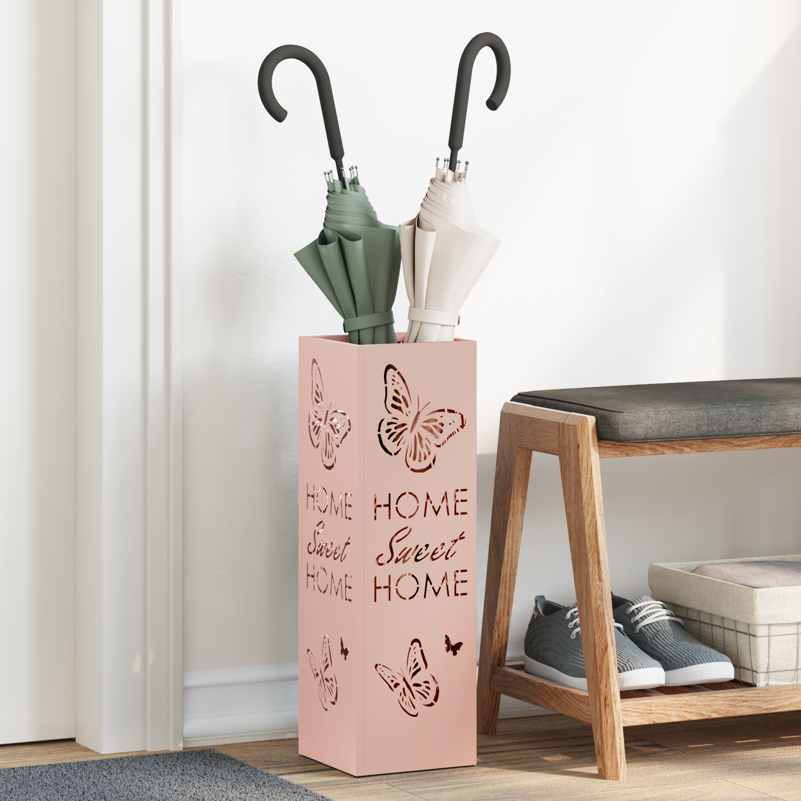 Paraplystativ Rosa Metal Standard Dekorative Indlæg