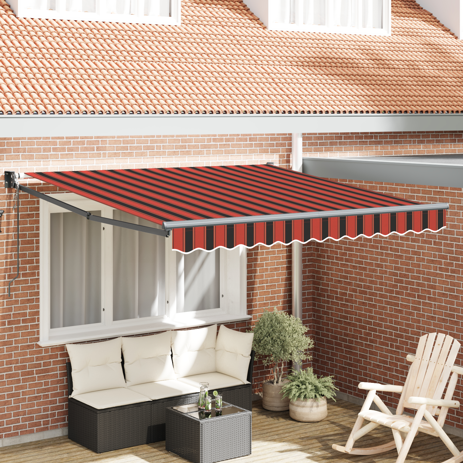 Automatisk Udtækkelig Markise Orange og Brun 350x250 cm