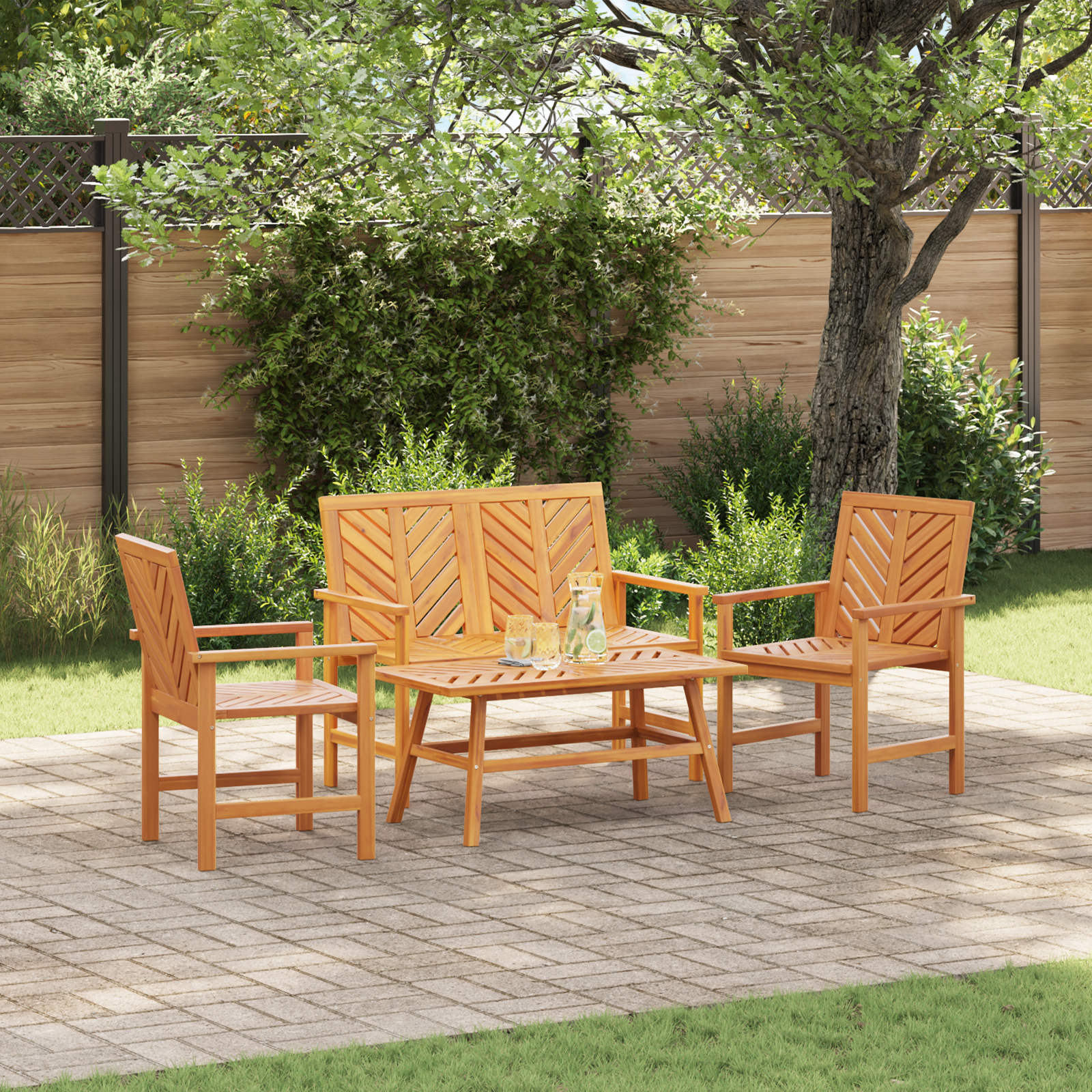 vidaXL 4-teilige Garten Lounge Set Massivholz Akazie