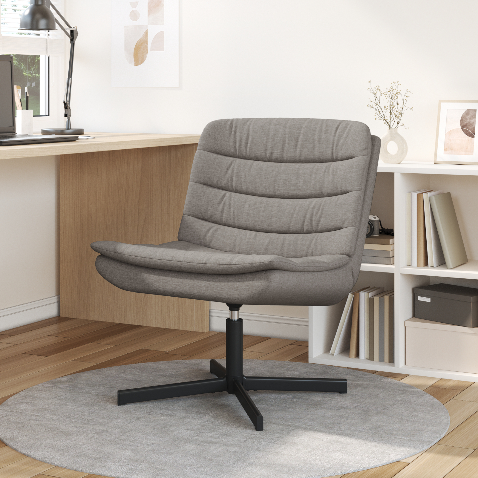 vidaXL Drehstuhl Taupe Stoff Einzel Elegant Drehstuhl Rechteckig