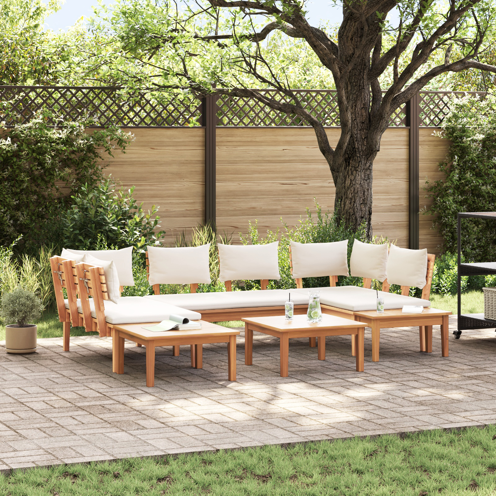 Secțiuni de canapele modulare de exterior - Set de Bănci de Grădină  cu Perne Lemn Solid Teak, Set de Bănci de Grădină  cu 2 Piese Lemn Solid Teak