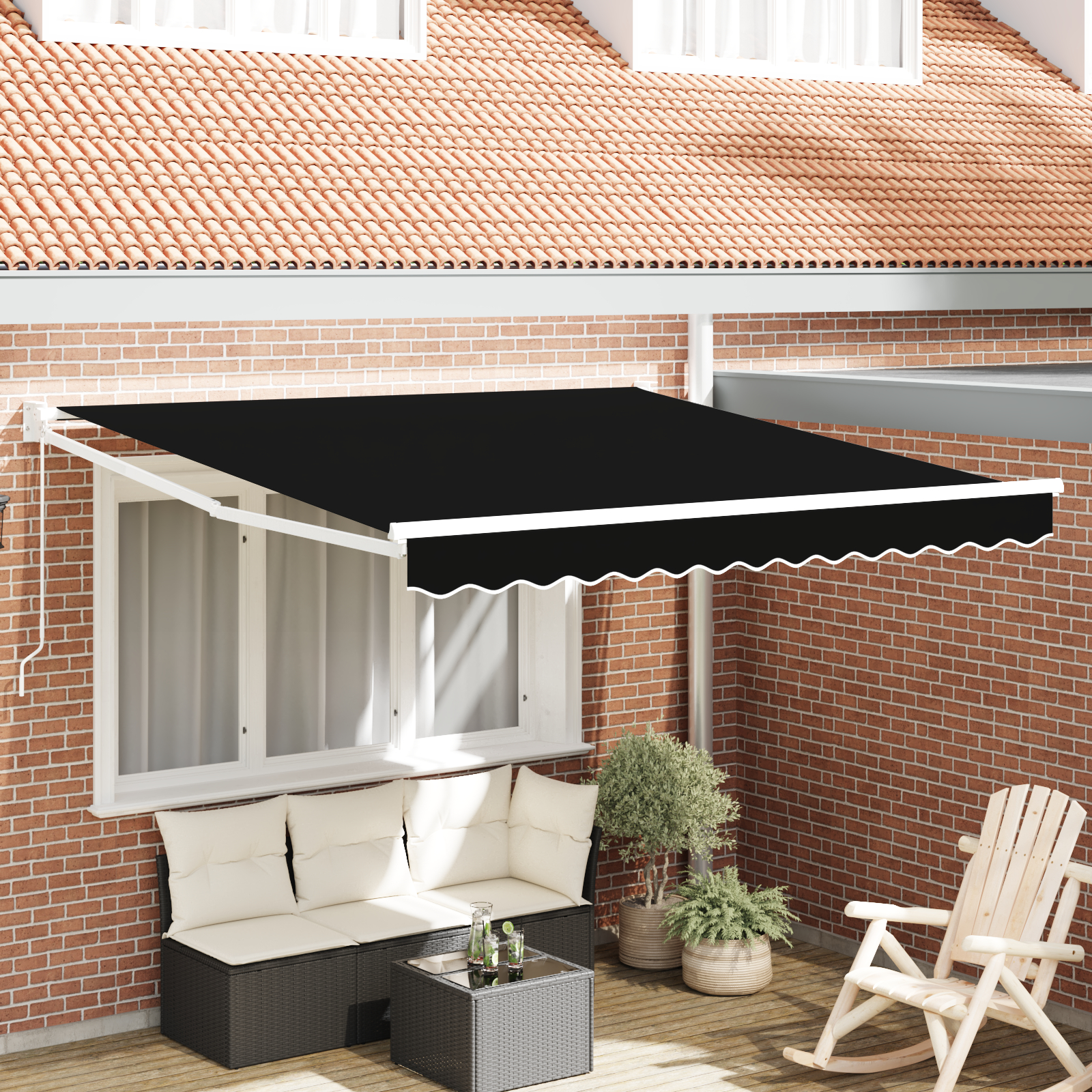 vidaXL ročna zložljiva tenda črna 300x250 cm, VidaXL tenda za zamenjavo tkanine za okvir 3x2.5 m črna