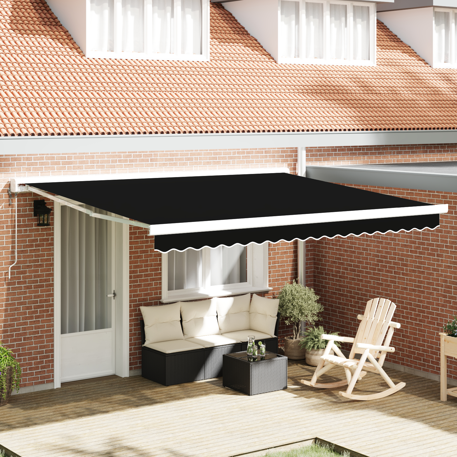 Automatisk Klapmarkise Sort 400x300 cm, vidaXL Markise Erstatningsstof til 4x3 m Ramme Sort