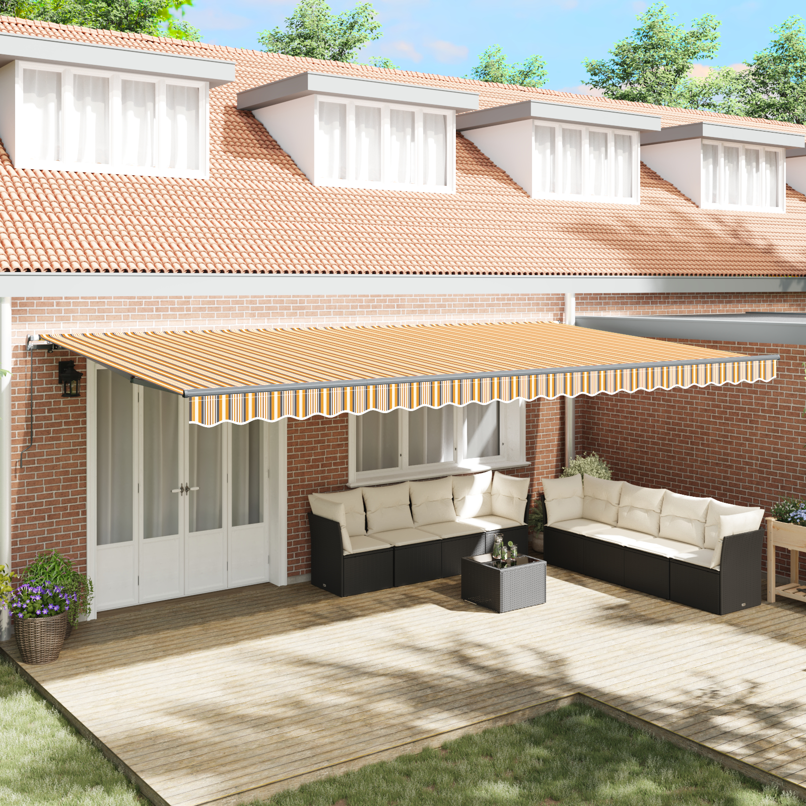 Ručno uvlačiva tenda prugasta 600x300 cm