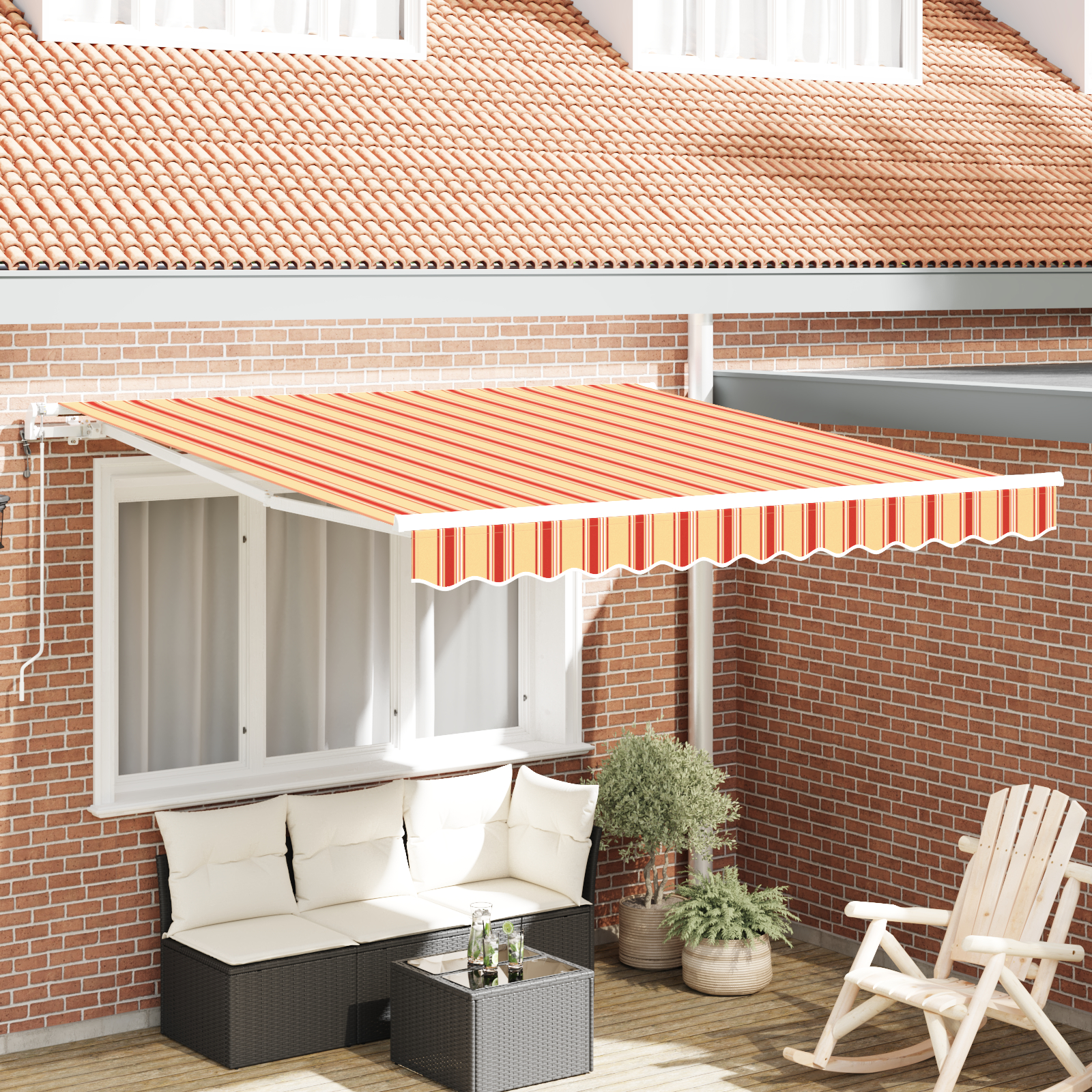 Automatisk Sammenrullende Markise i Gul og Orange 350x250 cm