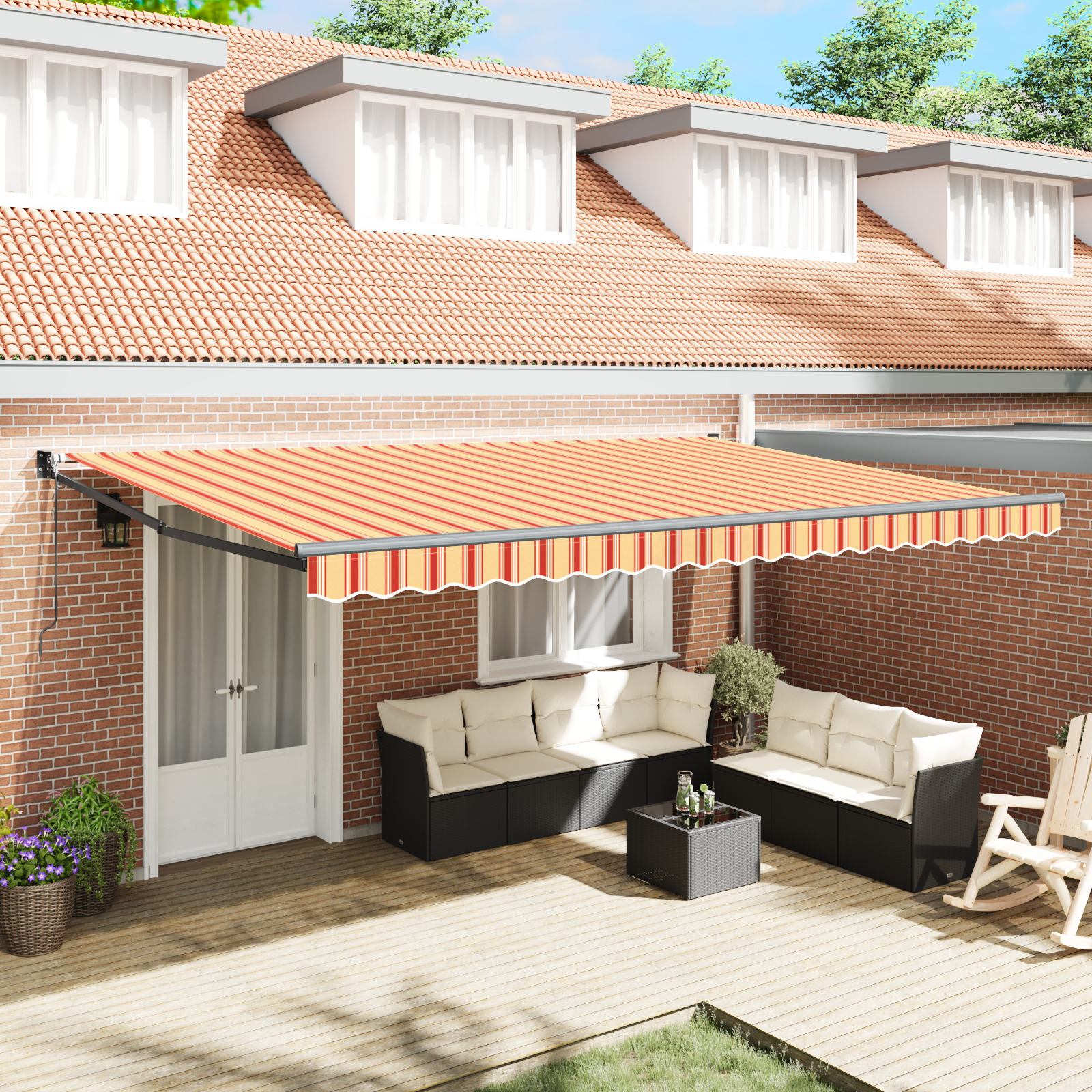 vidaXL Automatische Einziehbare Markise Creme und Orange 500x300 cm