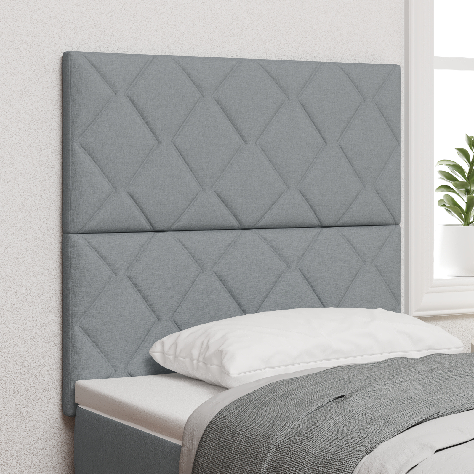 Cabeceira vidaXL Design Blocos de Diamante Cinza Claro 100 cm Tecido, Cabeceira vidaXL Design Blocos de Diamante Cinza Claro 200 cm Tecido