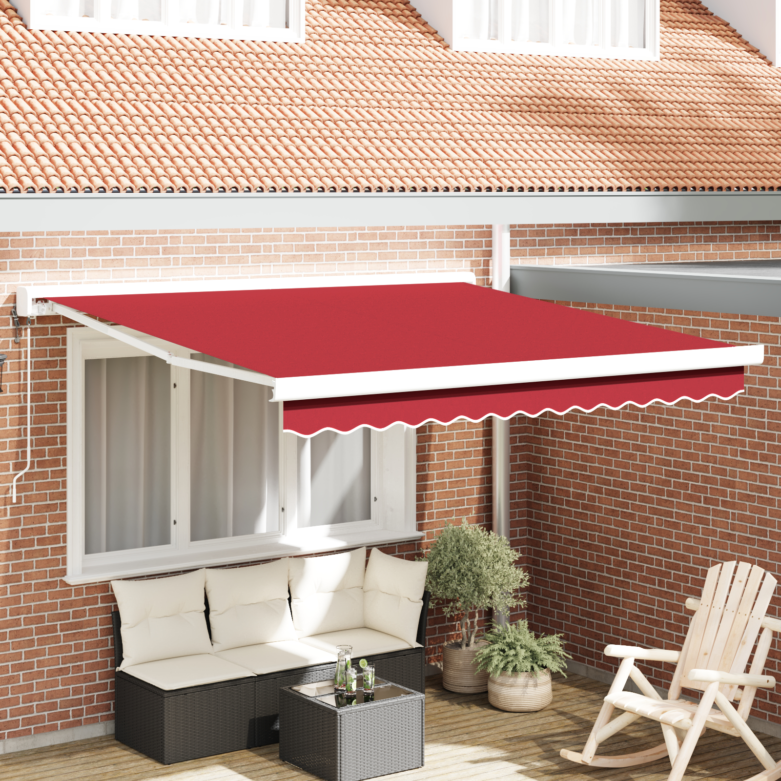 Automatisk Udtækkelig Markise Rød 300x250 cm, vidaXL Markise Erstatningsstof til 3x2,5 m Ramme Rød