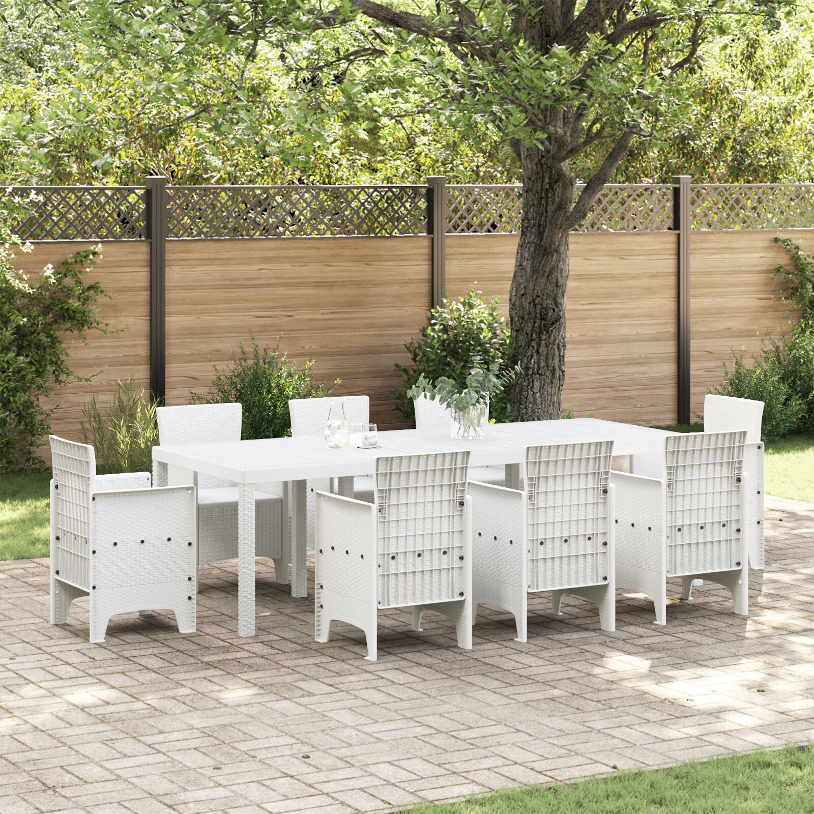 Vrtni stol bijeli 250x100x73 cm Poli Ratan, vidaXL Vrtni stol bijeli 100x100x73 cm Poli Ratan, vidaXL Vrtni stol bijeli 150x100x73 cm Poli Ratan