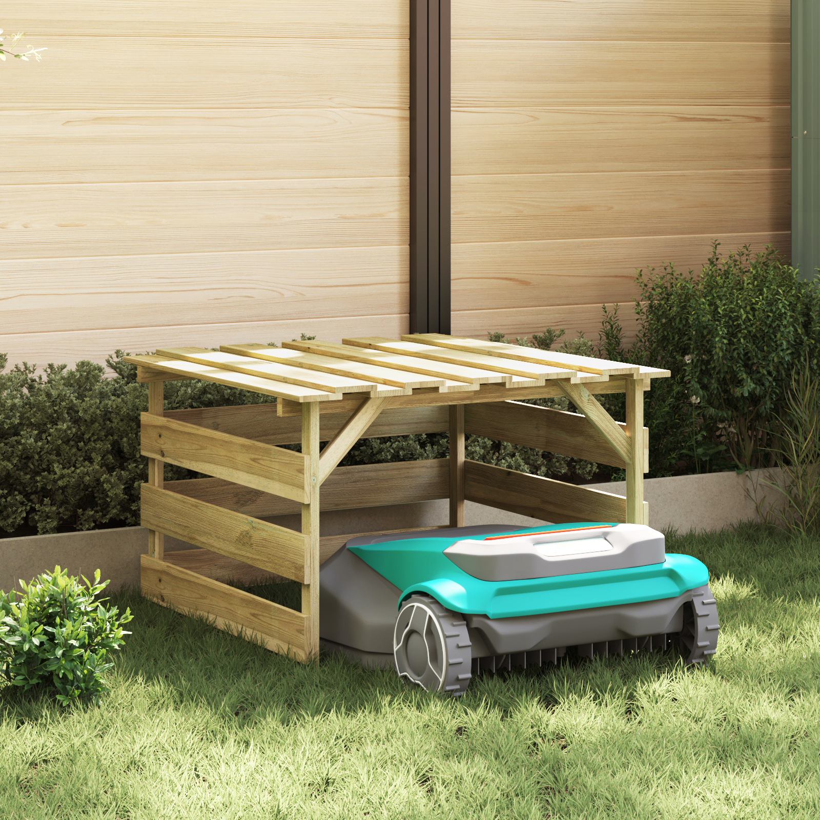 Roboter-Rasenmäher Garage Imprägniertes Holz Kiefer