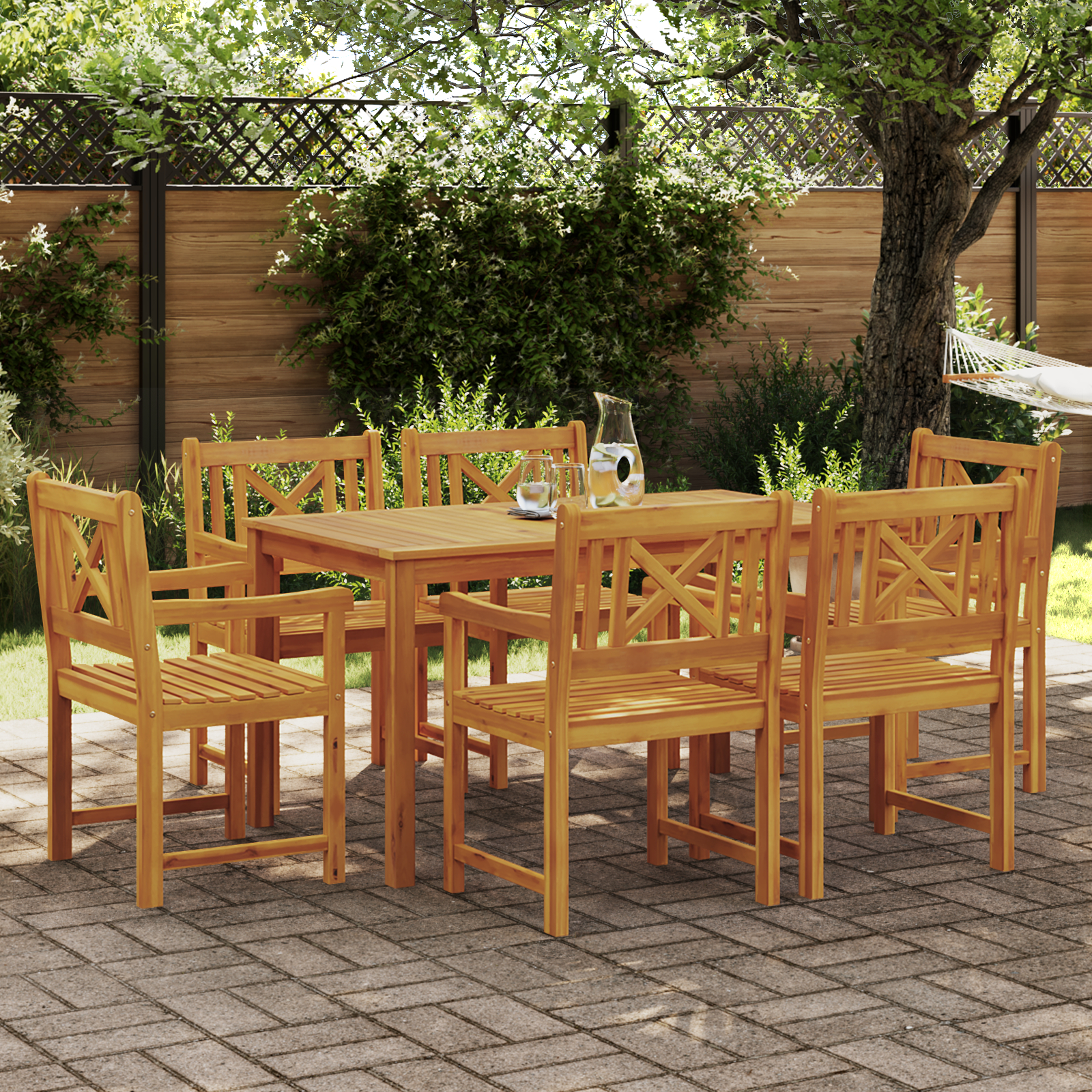 7 Piece Garden Dining Set Solid Wood Acacia