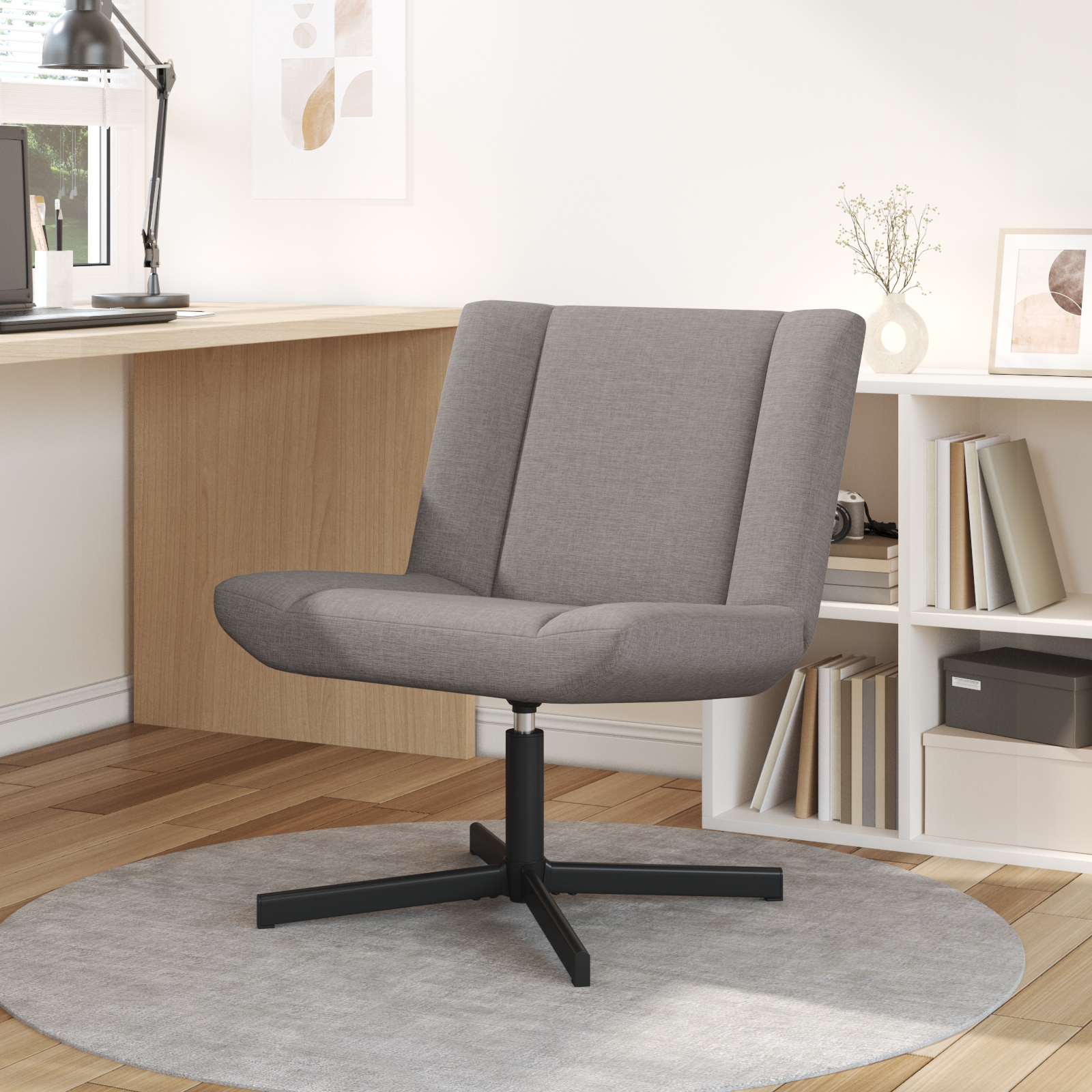 vidaXL Akzentstuhl Taupe Stoff, Metallbasis Standard Ergonomisch