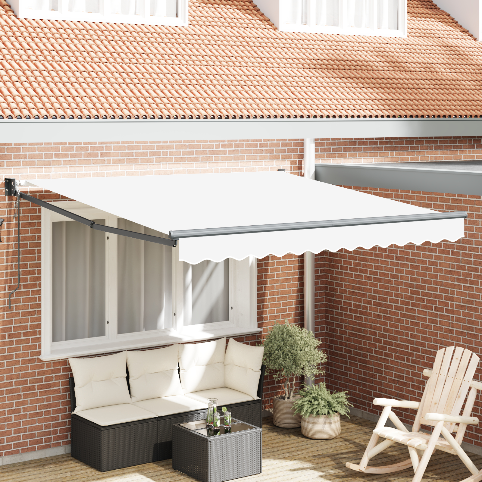 vidaXL automatische einziehbare Markise Weiß 350x250 cm,  Markisen-Ersatzstoff für 3,5x2,5 m Rahmen Weiß