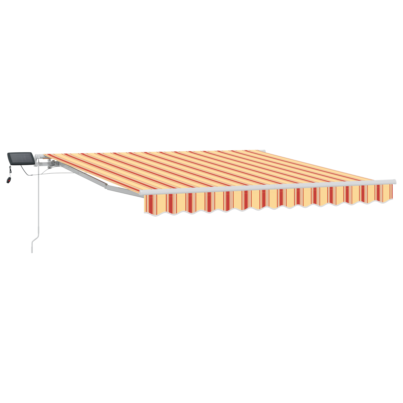 vidaXL Ročna zložljiva tenda z LED v rumeni in oranžni 350x250 cm - Image 2