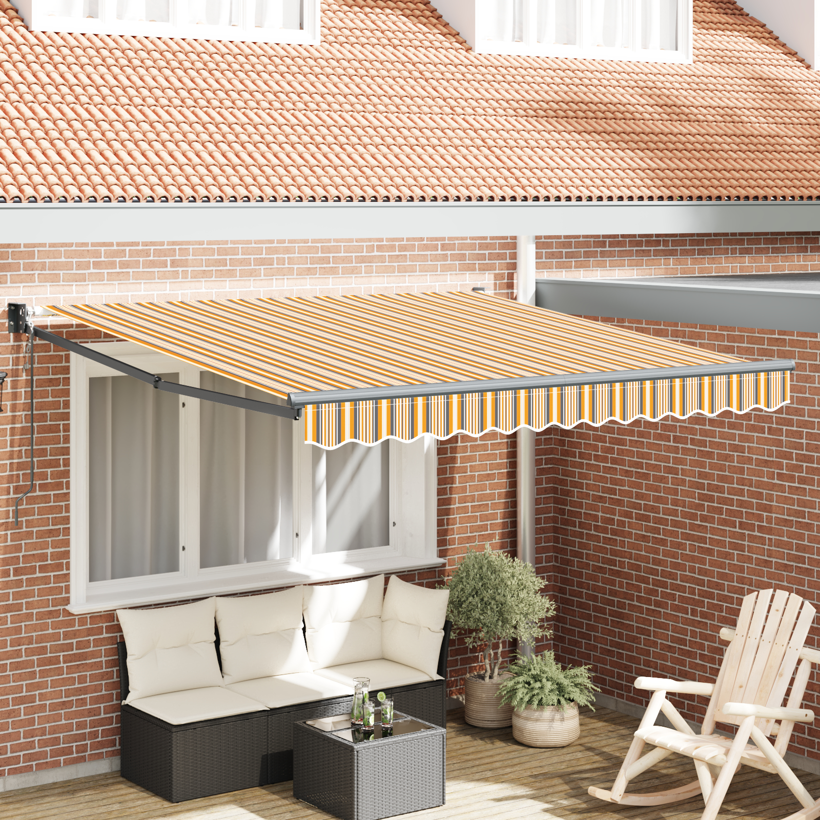 vidaXL Automatische Einziehbare Markise Multicolour Stripe 350x250 cm