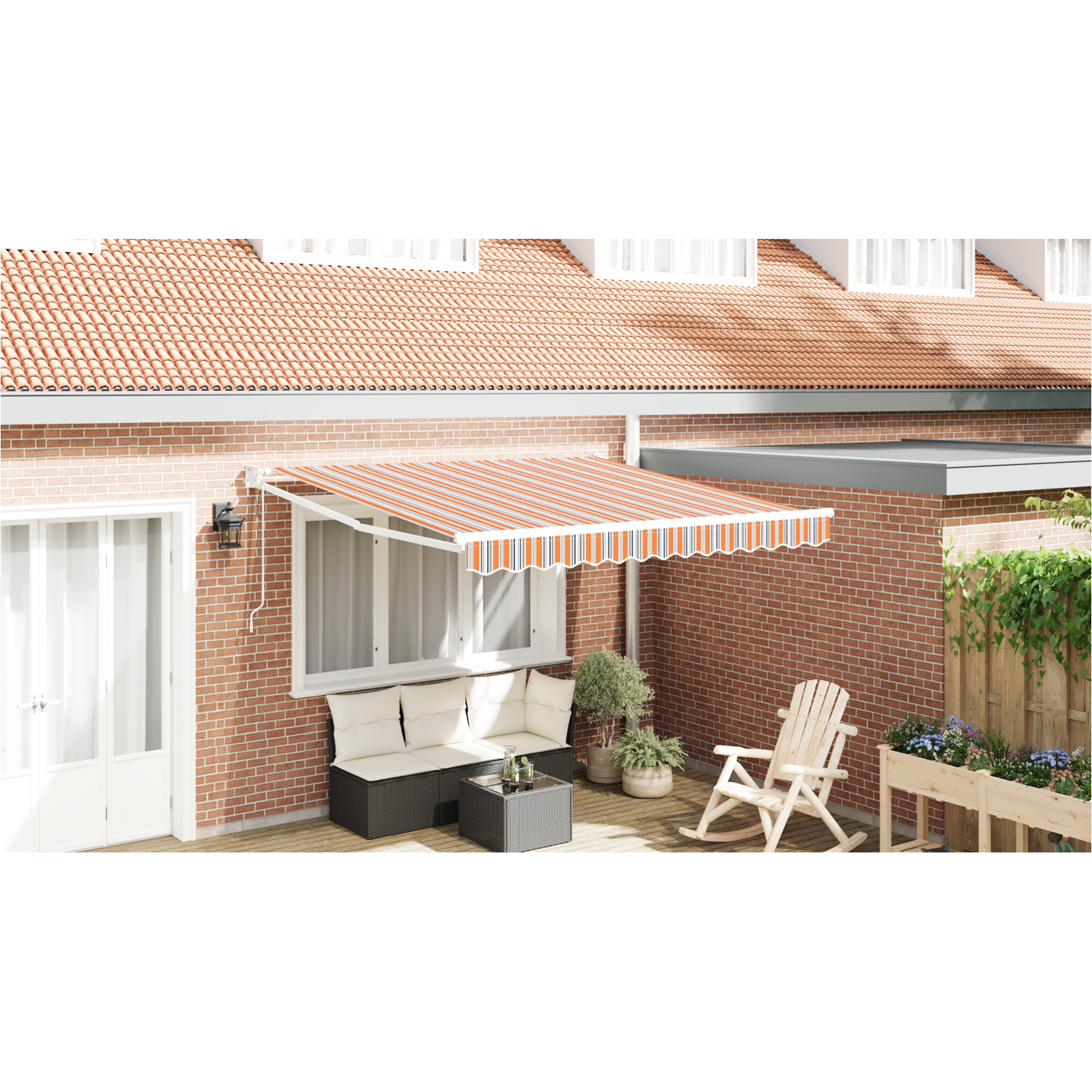 Automatisk Sammenrullig Markise Multifarvet Stripe 350x250 cm
